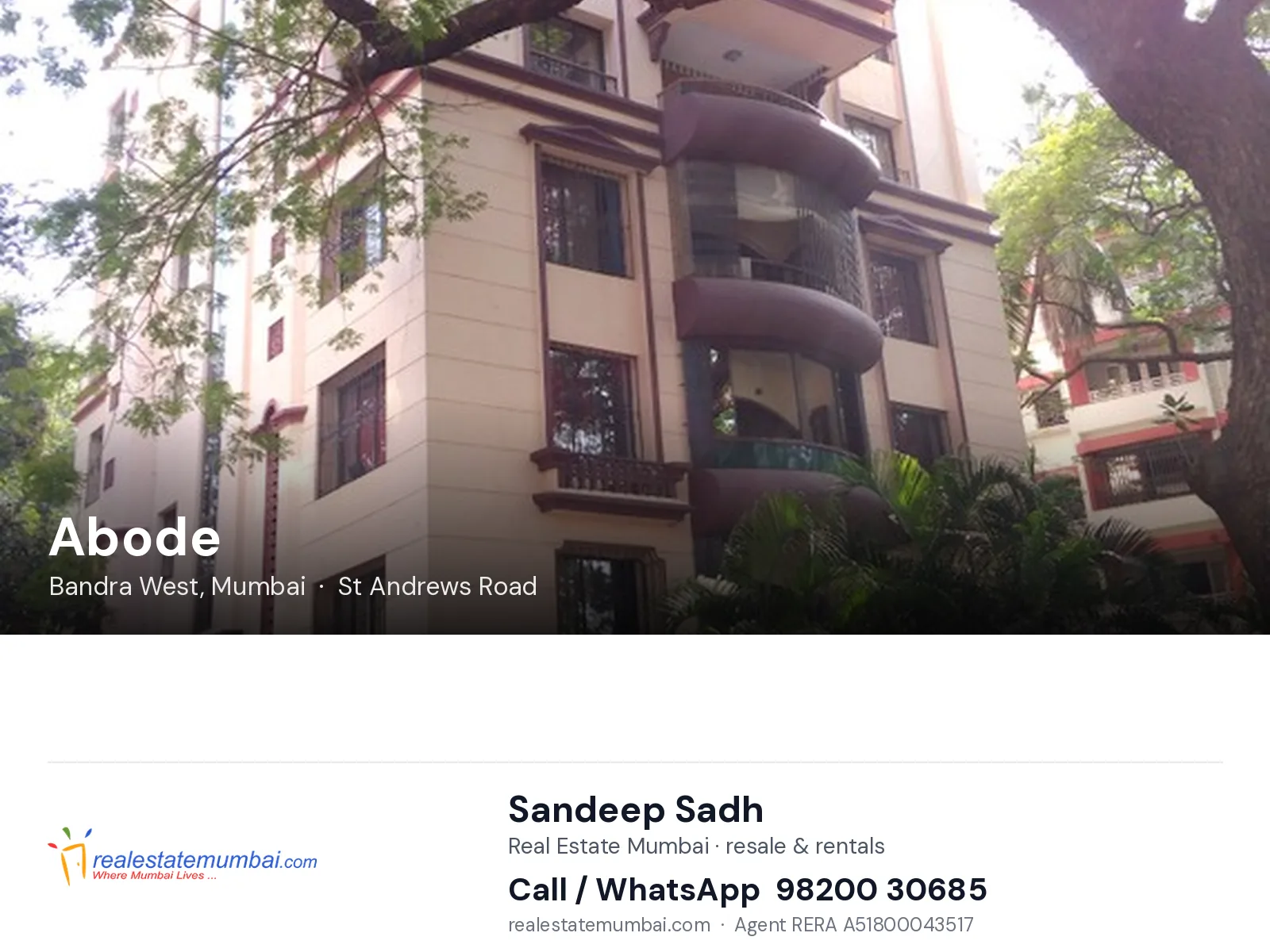 Abode, Bandra West, Mumbai — flats | Real Estate Mumbai, Sandeep Sadh 98200 30685