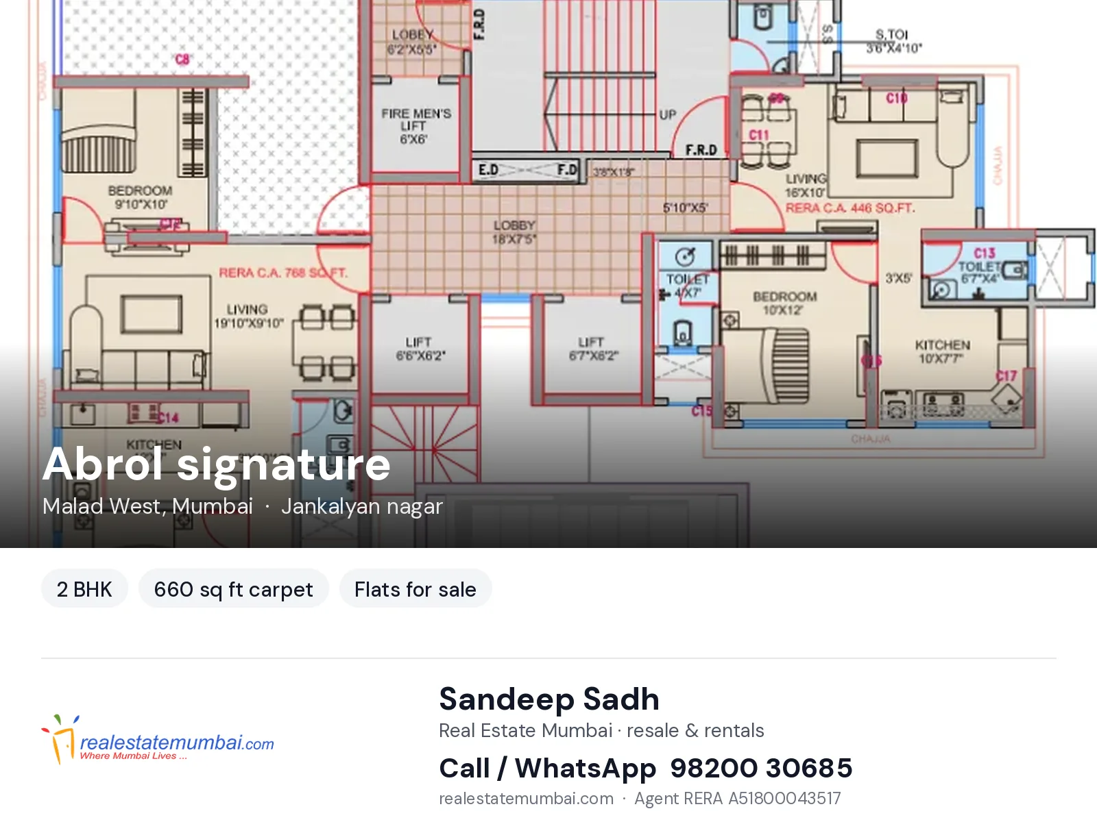Abrol signature, Malad West, Mumbai — 2 BHK flats for sale | Real Estate Mumbai, Sandeep Sadh 98200 30685