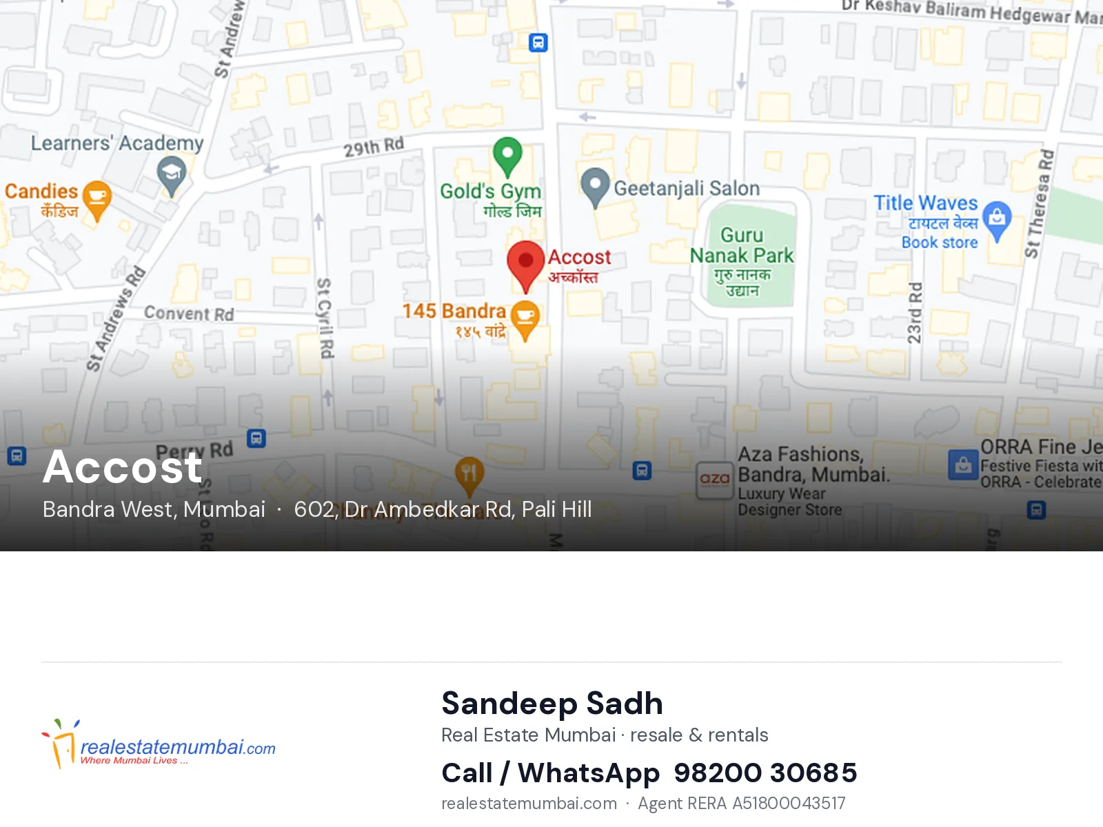 Accost, Bandra West, Mumbai — flats | Real Estate Mumbai, Sandeep Sadh 98200 30685