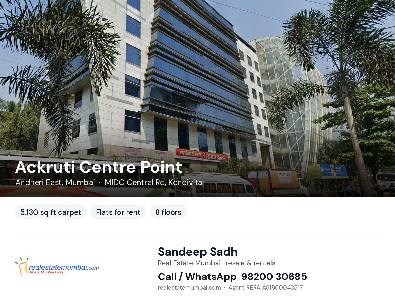 Ackruti Centre Point, Andheri East, Mumbai — flats for rent | Real Estate Mumbai, Sandeep Sadh 98200 30685