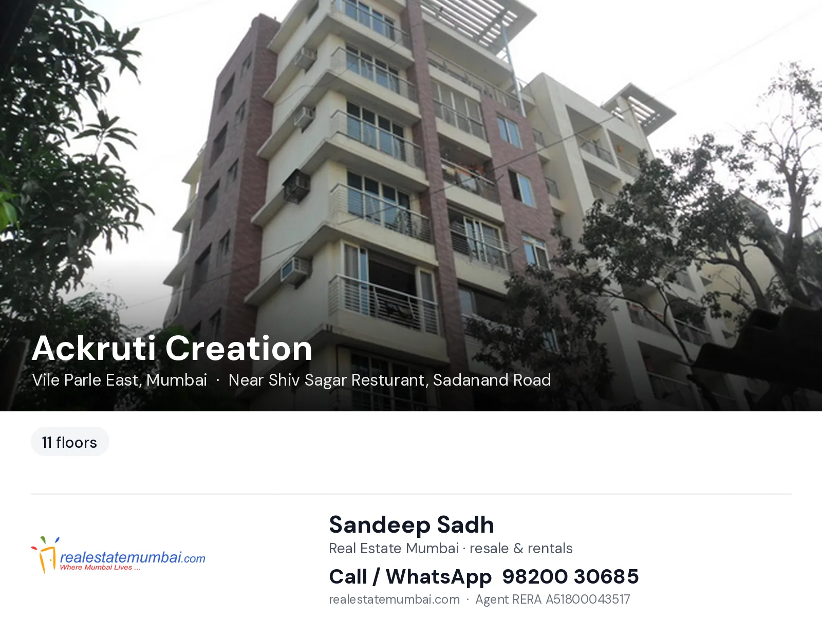 Ackruti Creation, Vile Parle East, Mumbai — flats | Real Estate Mumbai, Sandeep Sadh 98200 30685