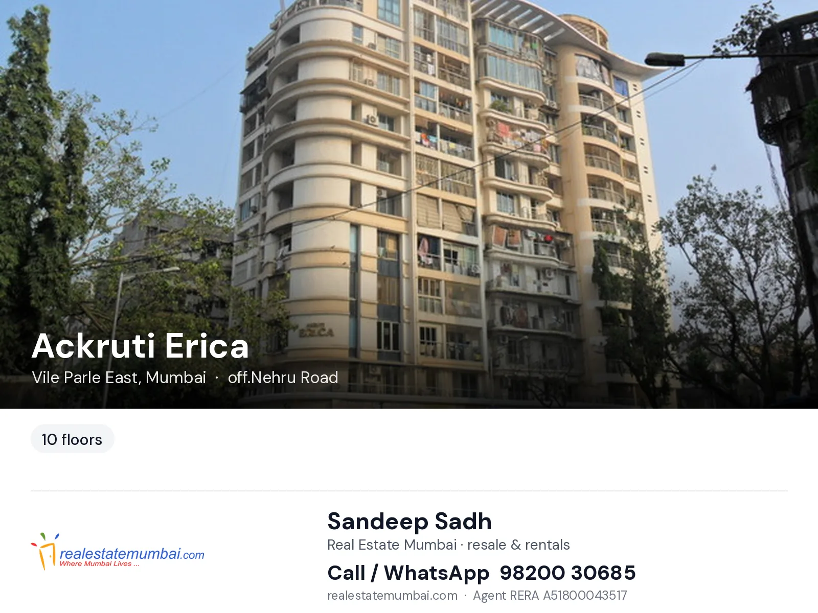Ackruti Erica, Vile Parle East, Mumbai — flats | Real Estate Mumbai, Sandeep Sadh 98200 30685