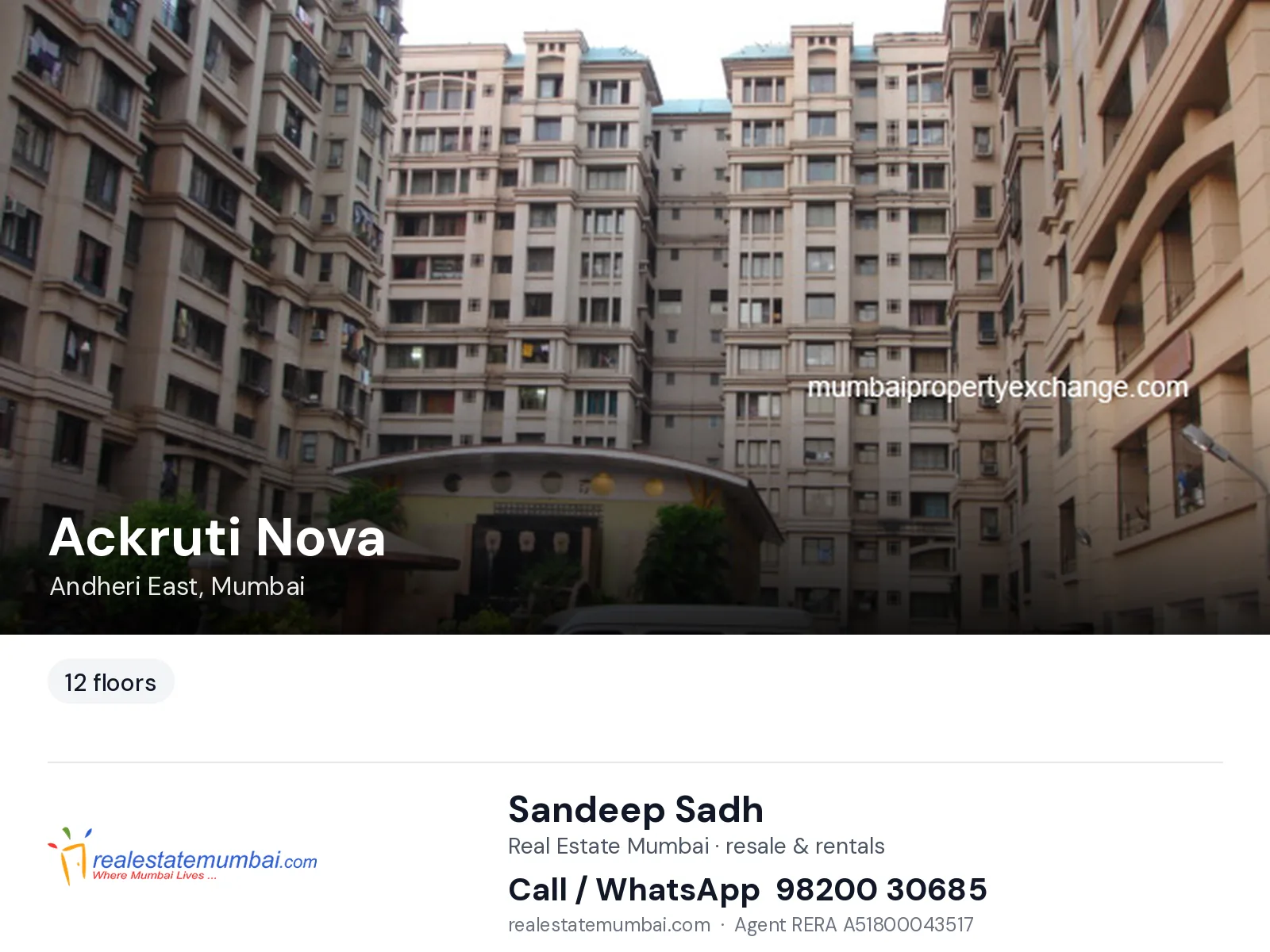 Ackruti Nova, Andheri East, Mumbai — flats | Real Estate Mumbai, Sandeep Sadh 98200 30685