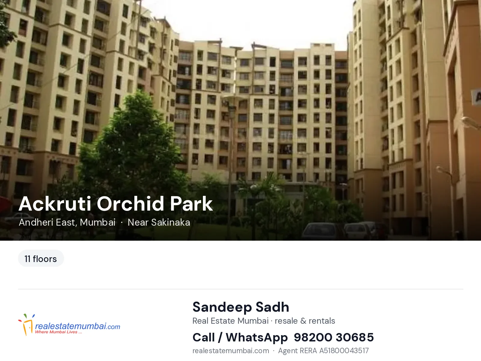 Ackruti Orchid Park, Andheri East, Mumbai — flats | Real Estate Mumbai, Sandeep Sadh 98200 30685