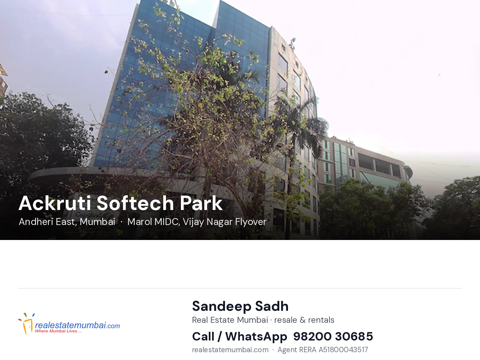Ackruti Softech Park, Andheri East, Mumbai — flats | Real Estate Mumbai, Sandeep Sadh 98200 30685