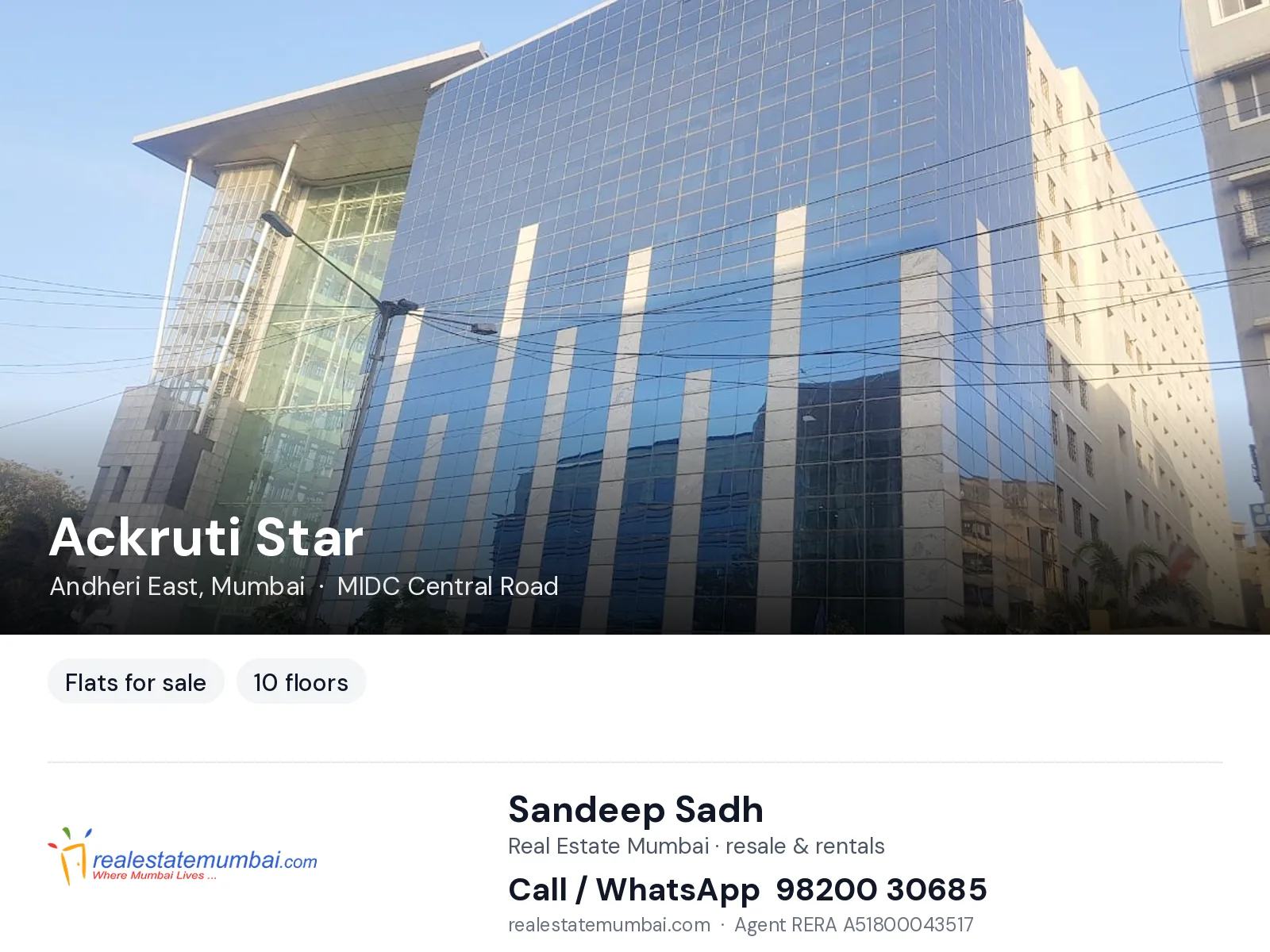 Ackruti Star, Andheri East, Mumbai — flats for sale | Real Estate Mumbai, Sandeep Sadh 98200 30685
