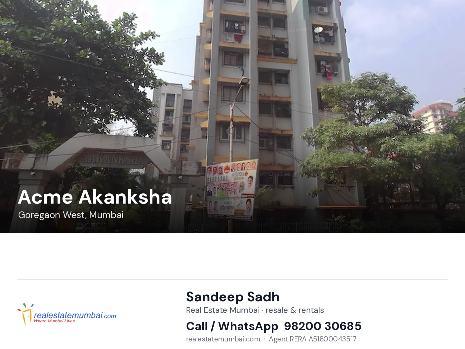 Acme Akanksha, Goregaon West, Mumbai — flats | Real Estate Mumbai, Sandeep Sadh 98200 30685