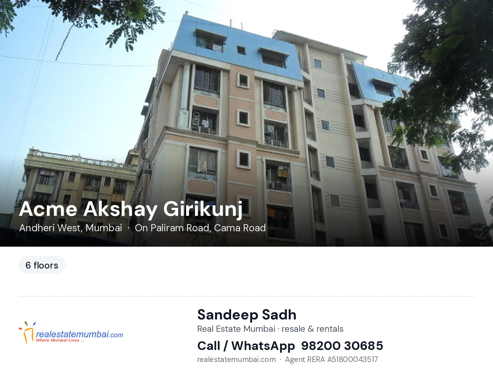 Acme Akshay Girikunj, Andheri West, Mumbai — flats | Real Estate Mumbai, Sandeep Sadh 98200 30685