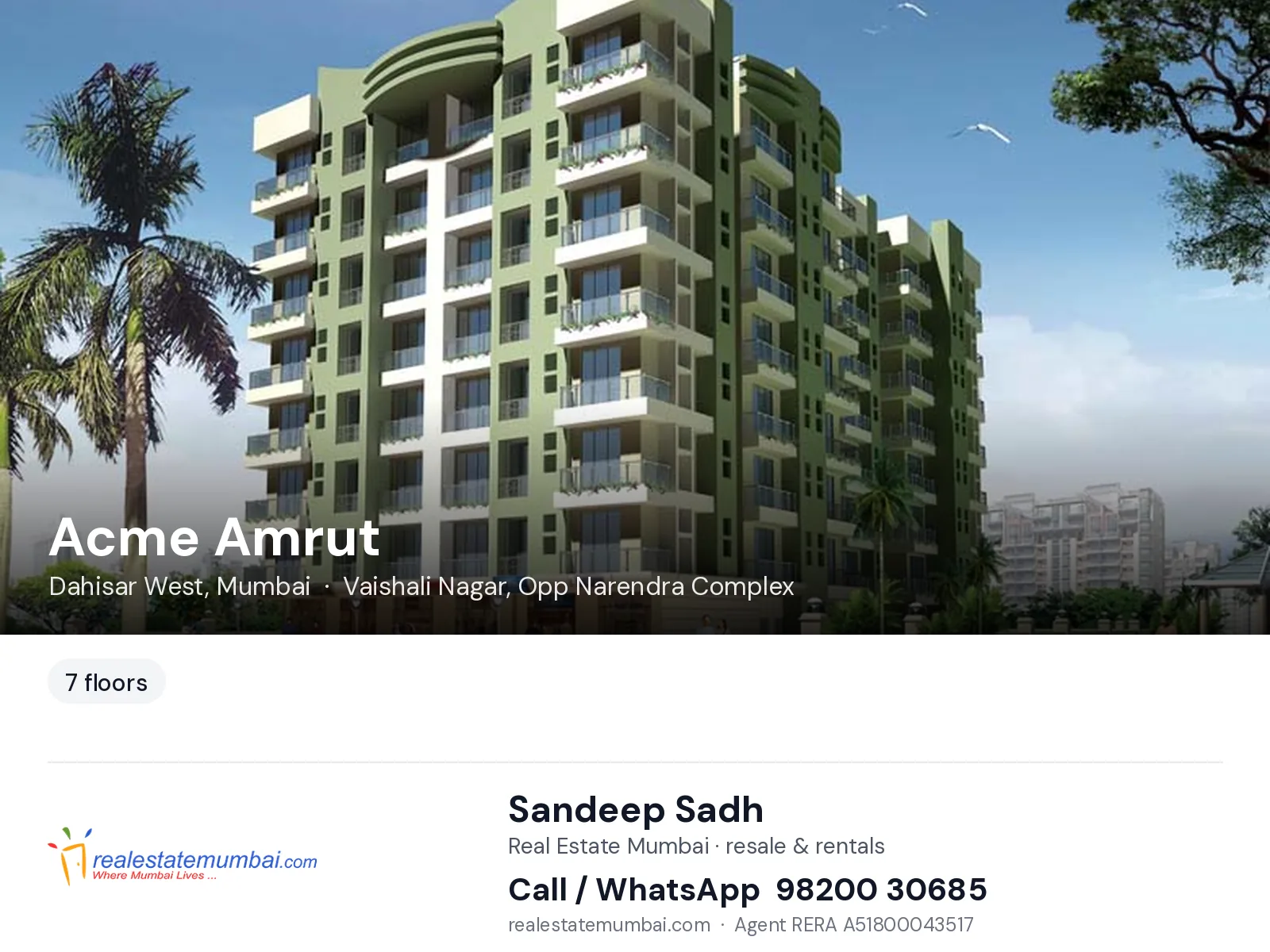 Acme Amrut, Dahisar West, Mumbai — flats | Real Estate Mumbai, Sandeep Sadh 98200 30685