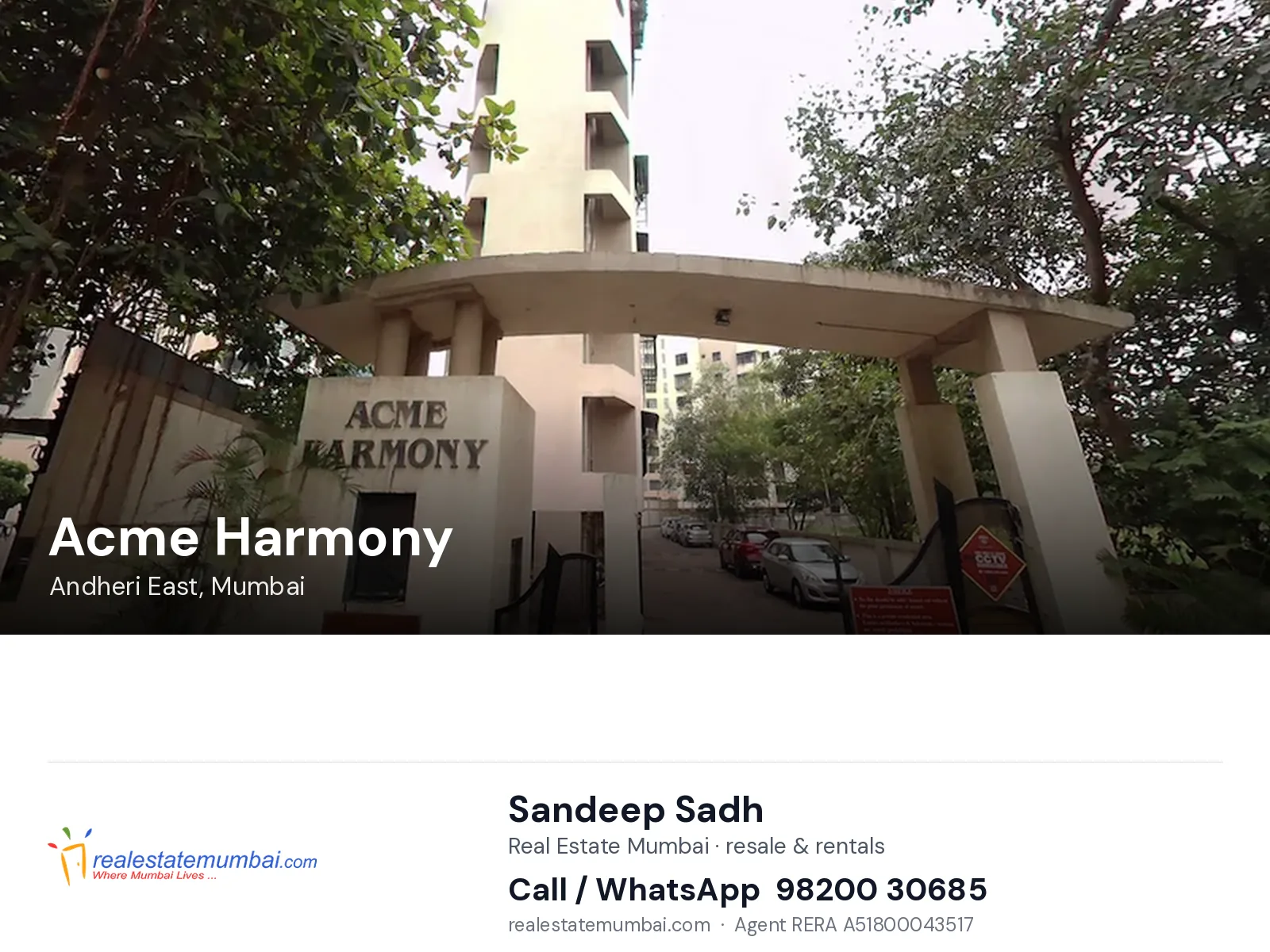Acme Harmony, Andheri East, Mumbai — flats | Real Estate Mumbai, Sandeep Sadh 98200 30685
