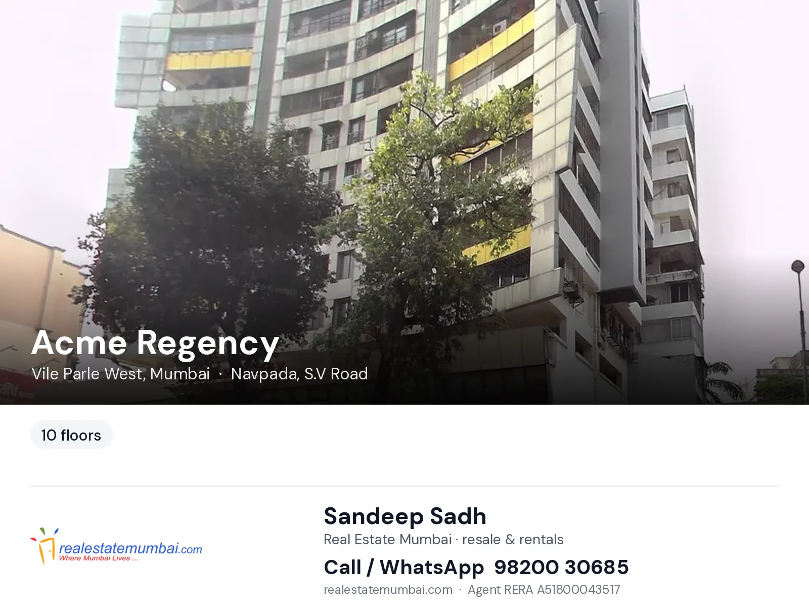 Acme Regency, Vile Parle West, Mumbai — flats | Real Estate Mumbai, Sandeep Sadh 98200 30685