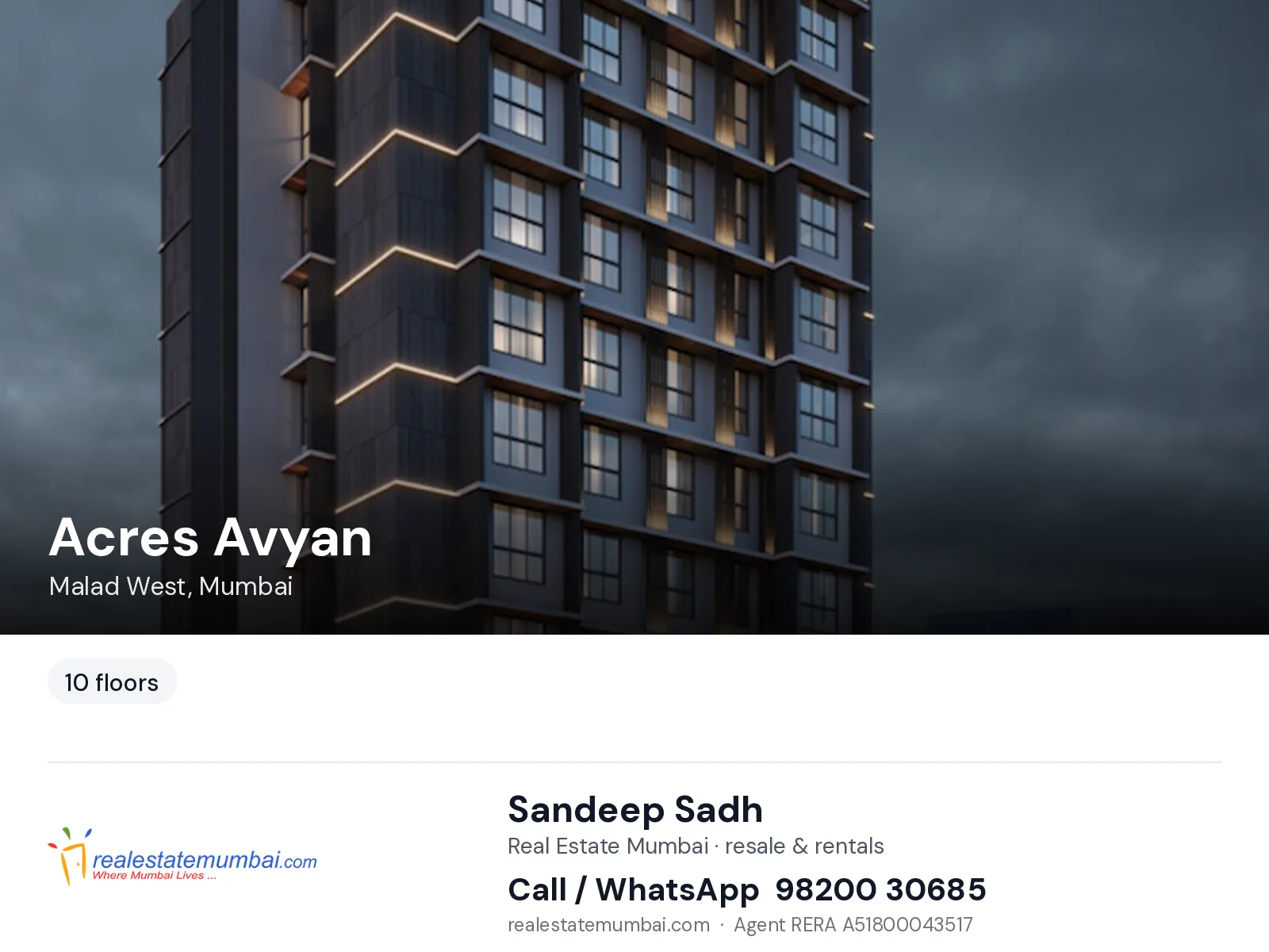 Acres Avyan, Malad West, Mumbai — flats | Real Estate Mumbai, Sandeep Sadh 98200 30685