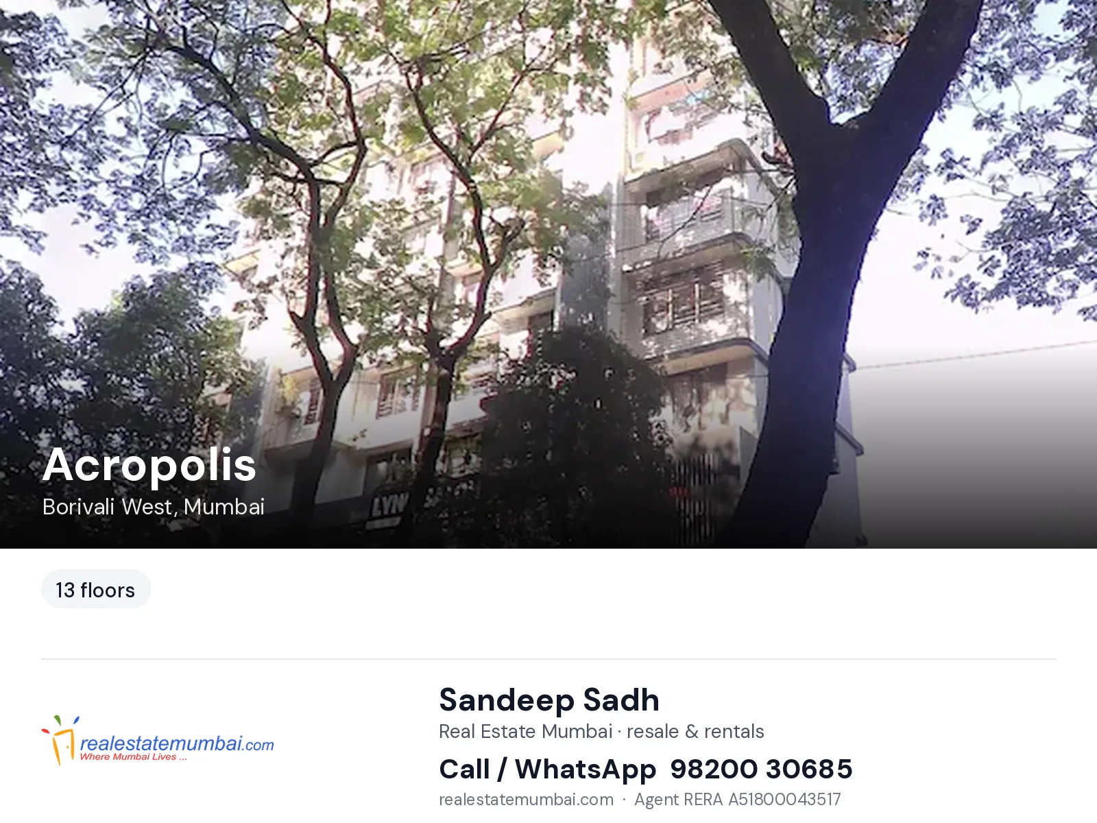 Acropolis, Borivali West, Mumbai — flats | Real Estate Mumbai, Sandeep Sadh 98200 30685