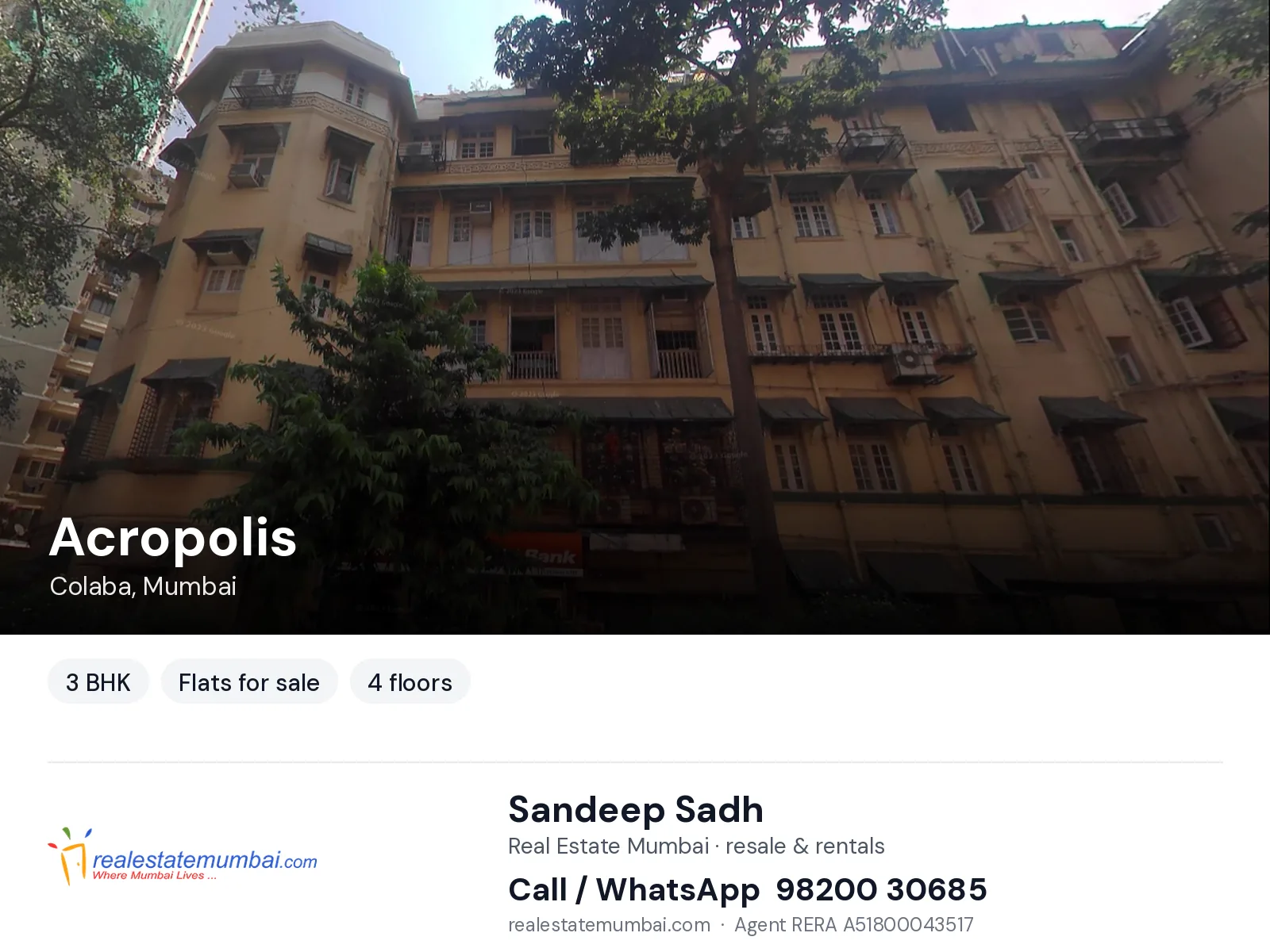 Acropolis, Colaba, Mumbai — 3 BHK flats for sale | Real Estate Mumbai, Sandeep Sadh 98200 30685