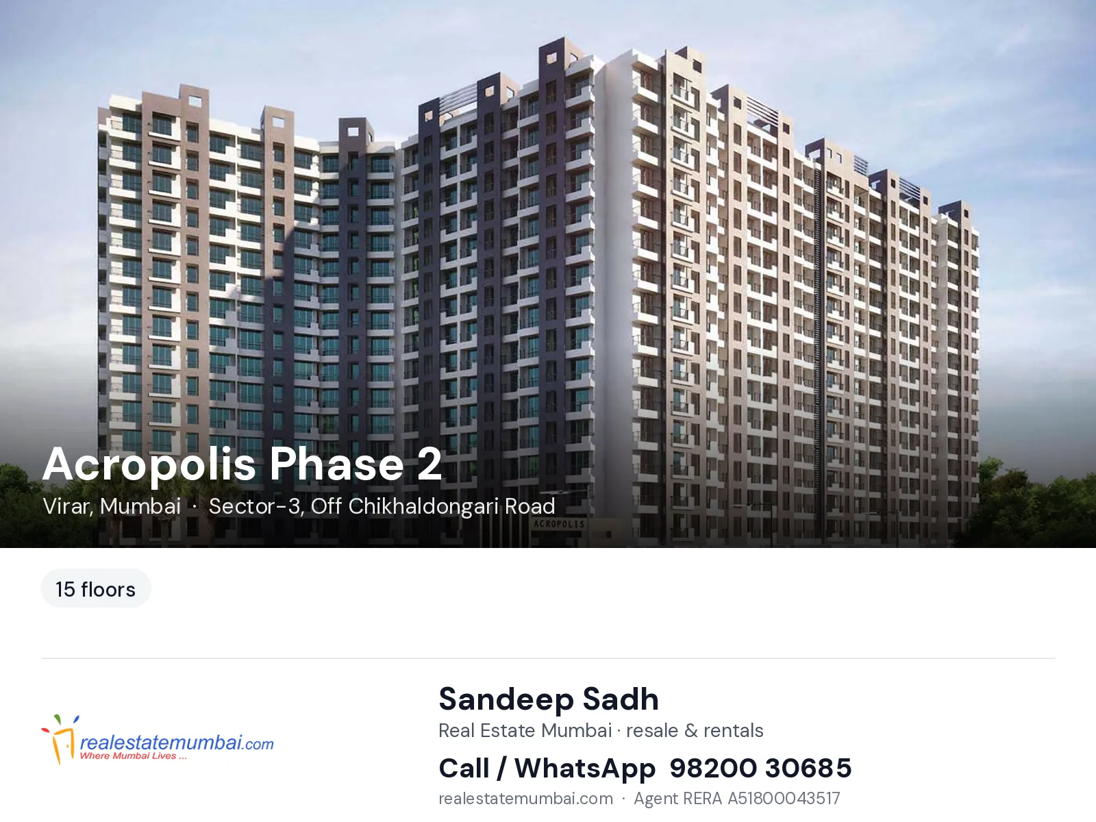 Acropolis Phase 2, Virar, Mumbai — flats | Real Estate Mumbai, Sandeep Sadh 98200 30685