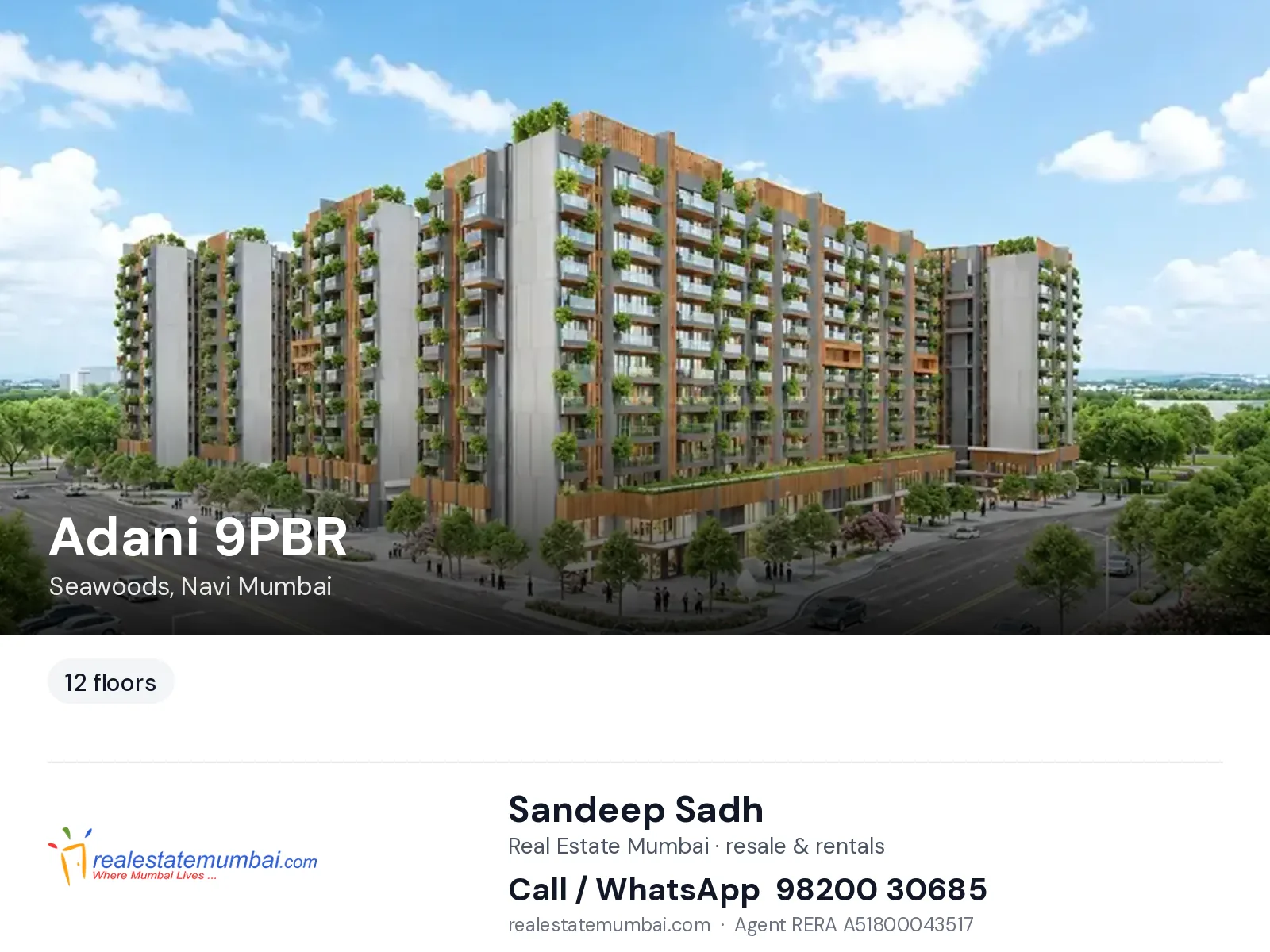 Adani 9PBR, Seawoods, Navi Mumbai — flats | Real Estate Mumbai, Sandeep Sadh 98200 30685