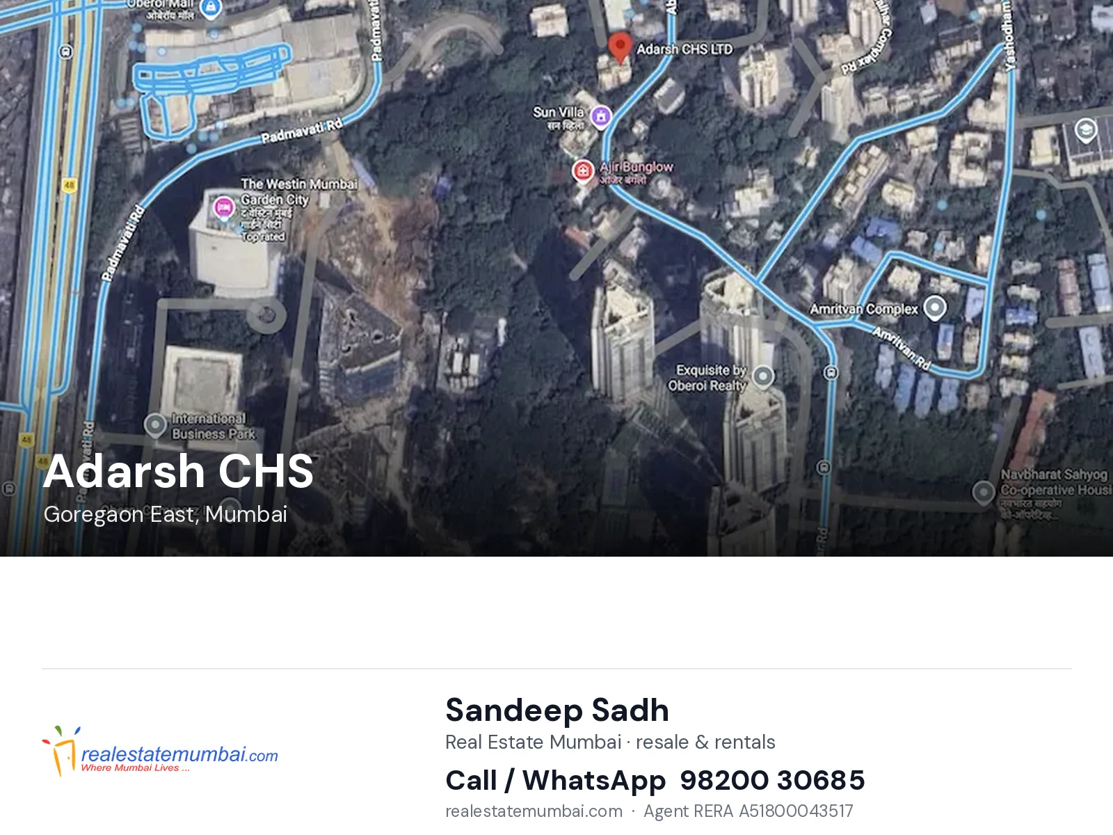 Adarsh CHS, Goregaon East, Mumbai — flats | Real Estate Mumbai, Sandeep Sadh 98200 30685