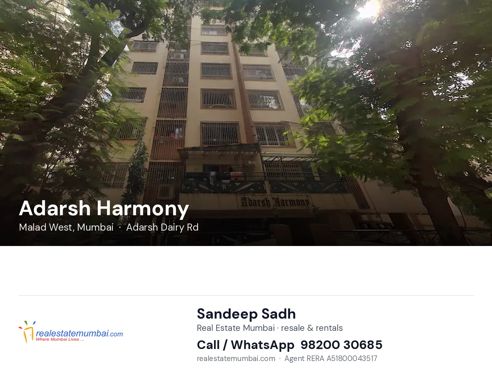 Adarsh Harmony, Malad West, Mumbai — flats | Real Estate Mumbai, Sandeep Sadh 98200 30685