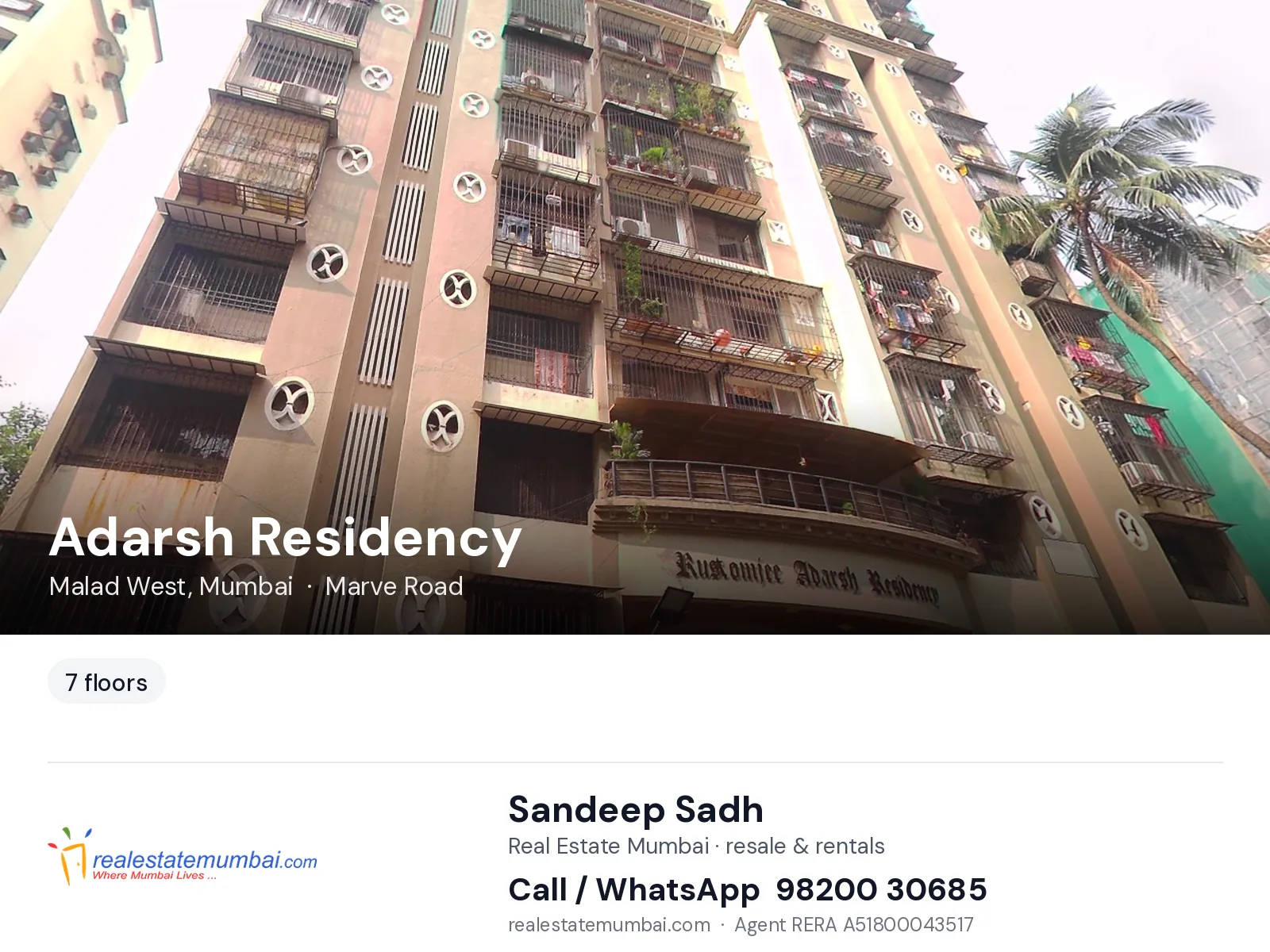 Adarsh Residency, Malad West, Mumbai — flats | Real Estate Mumbai, Sandeep Sadh 98200 30685