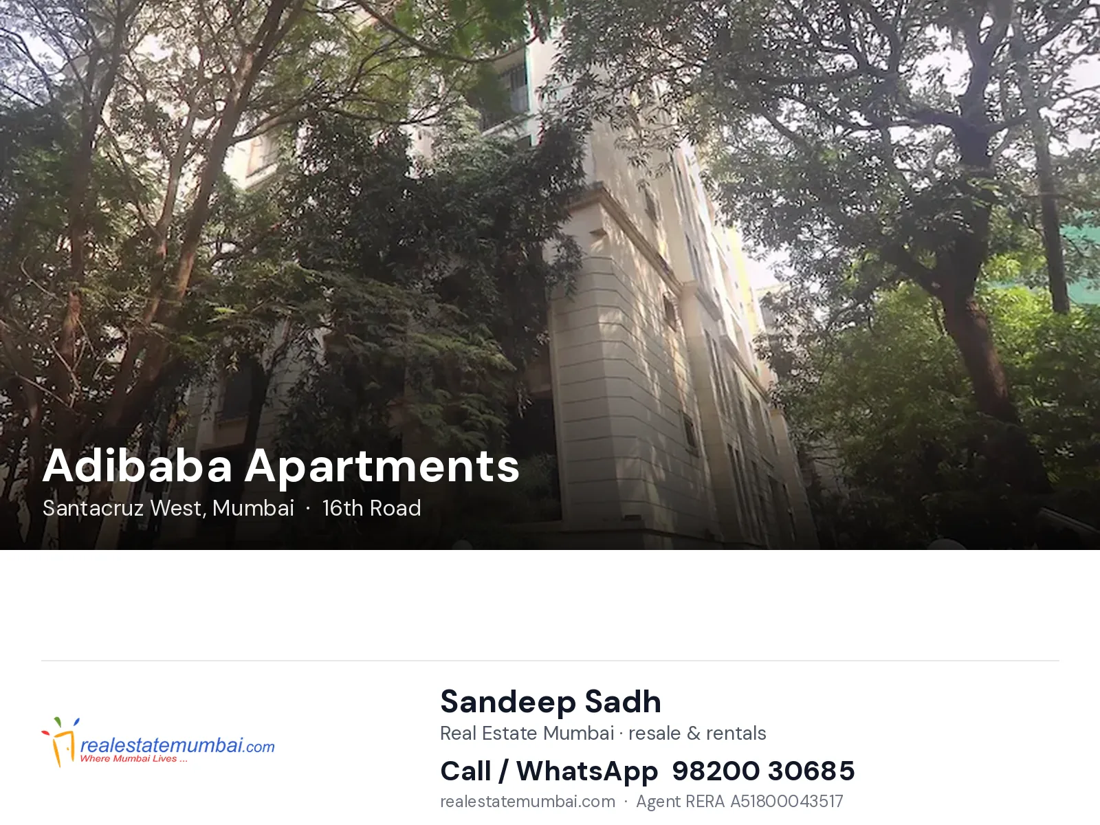 Adibaba Apartments, Santacruz West, Mumbai — flats | Real Estate Mumbai, Sandeep Sadh 98200 30685