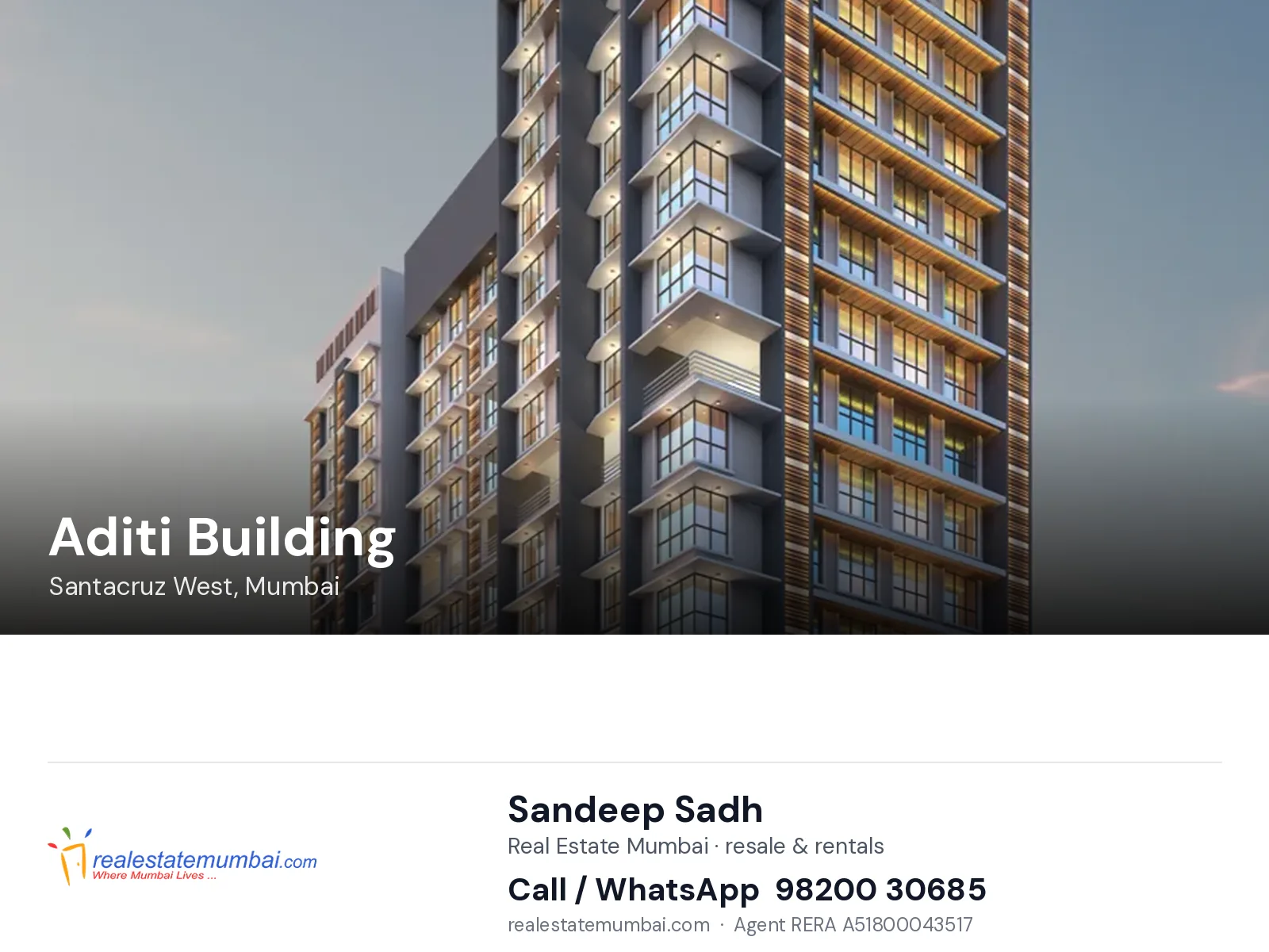 Aditi Building, Santacruz West, Mumbai — flats | Real Estate Mumbai, Sandeep Sadh 98200 30685