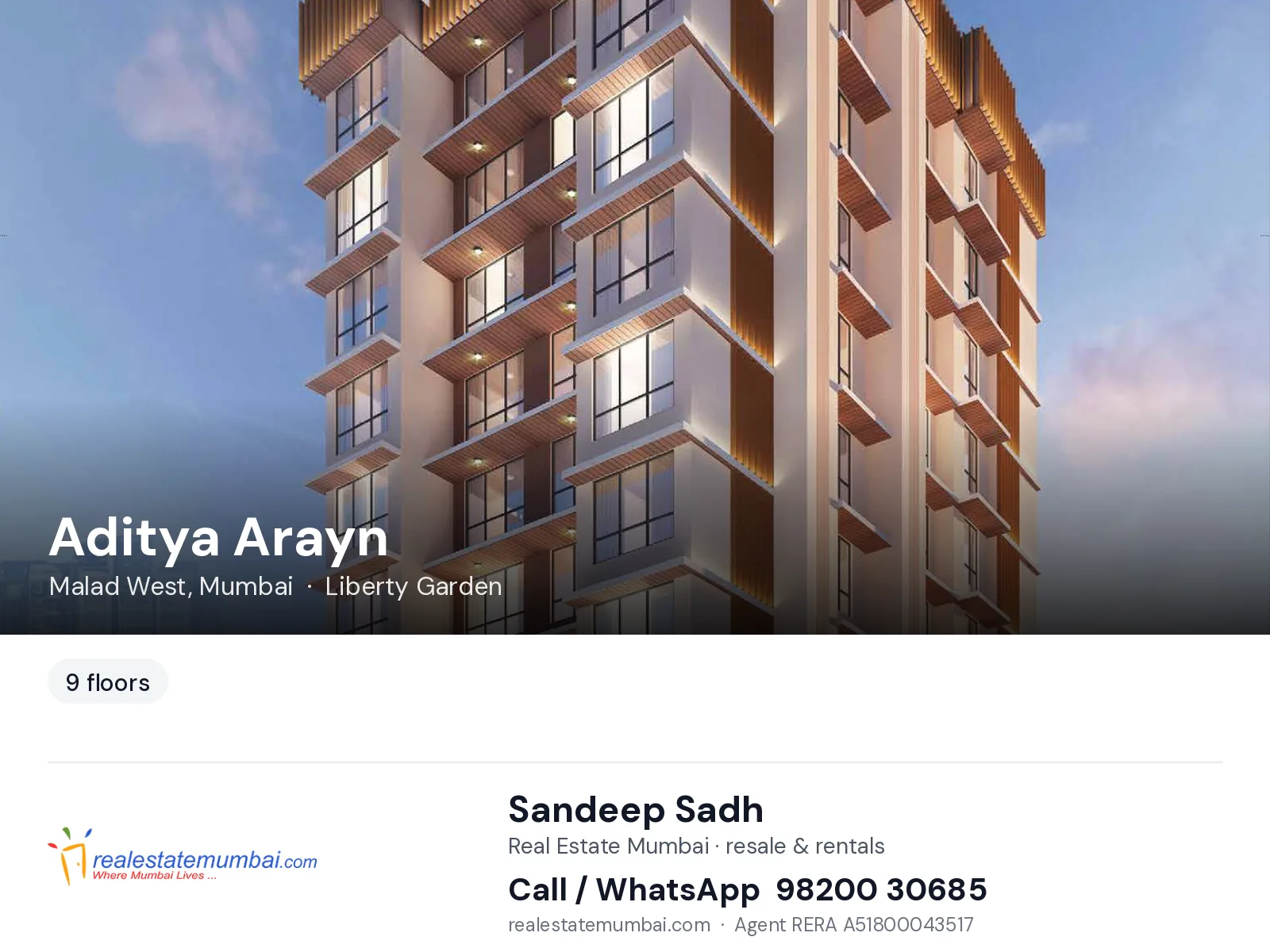 Aditya Arayn, Malad West, Mumbai — flats | Real Estate Mumbai, Sandeep Sadh 98200 30685