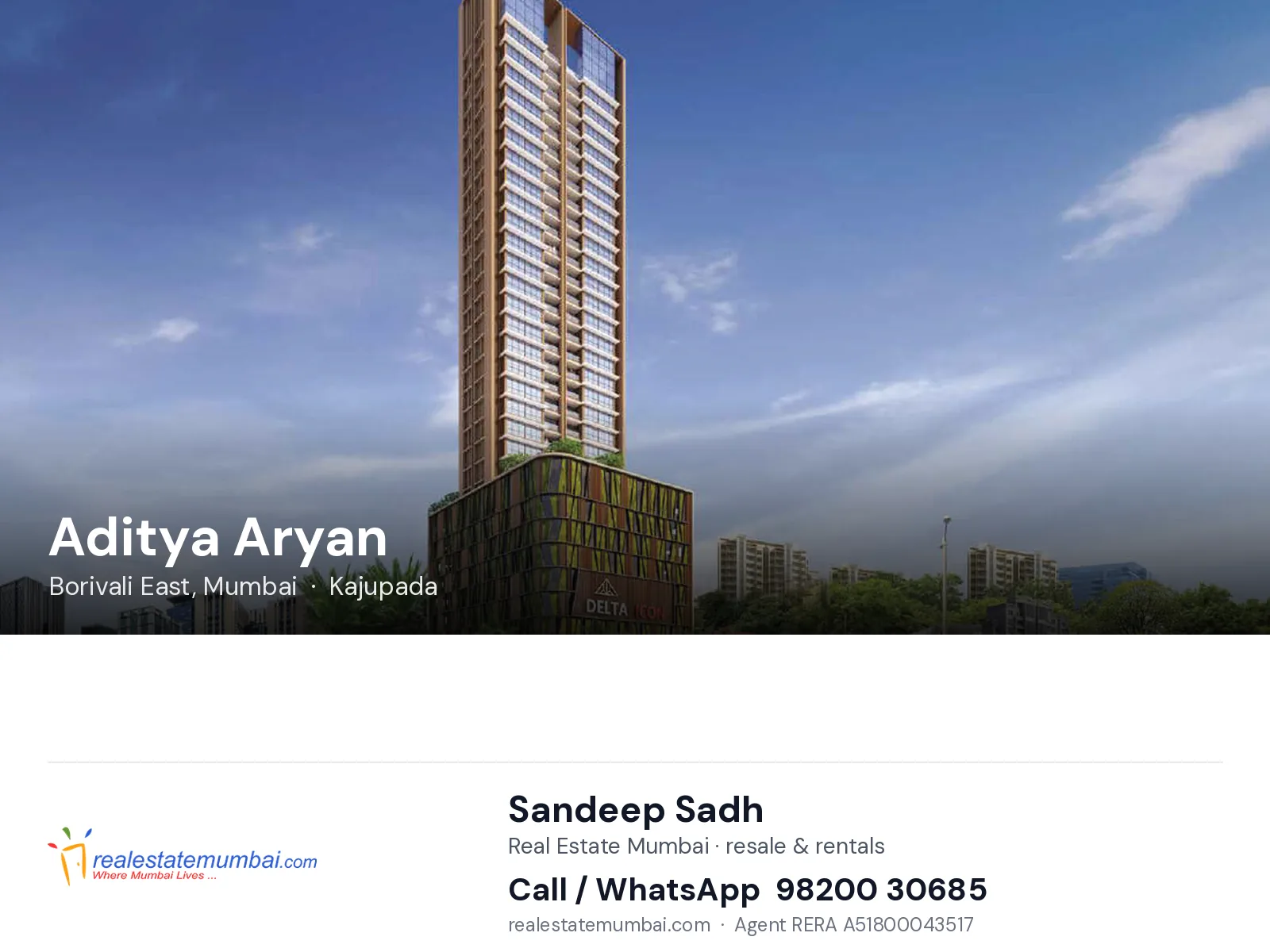 Aditya Aryan, Borivali East, Mumbai — flats | Real Estate Mumbai, Sandeep Sadh 98200 30685