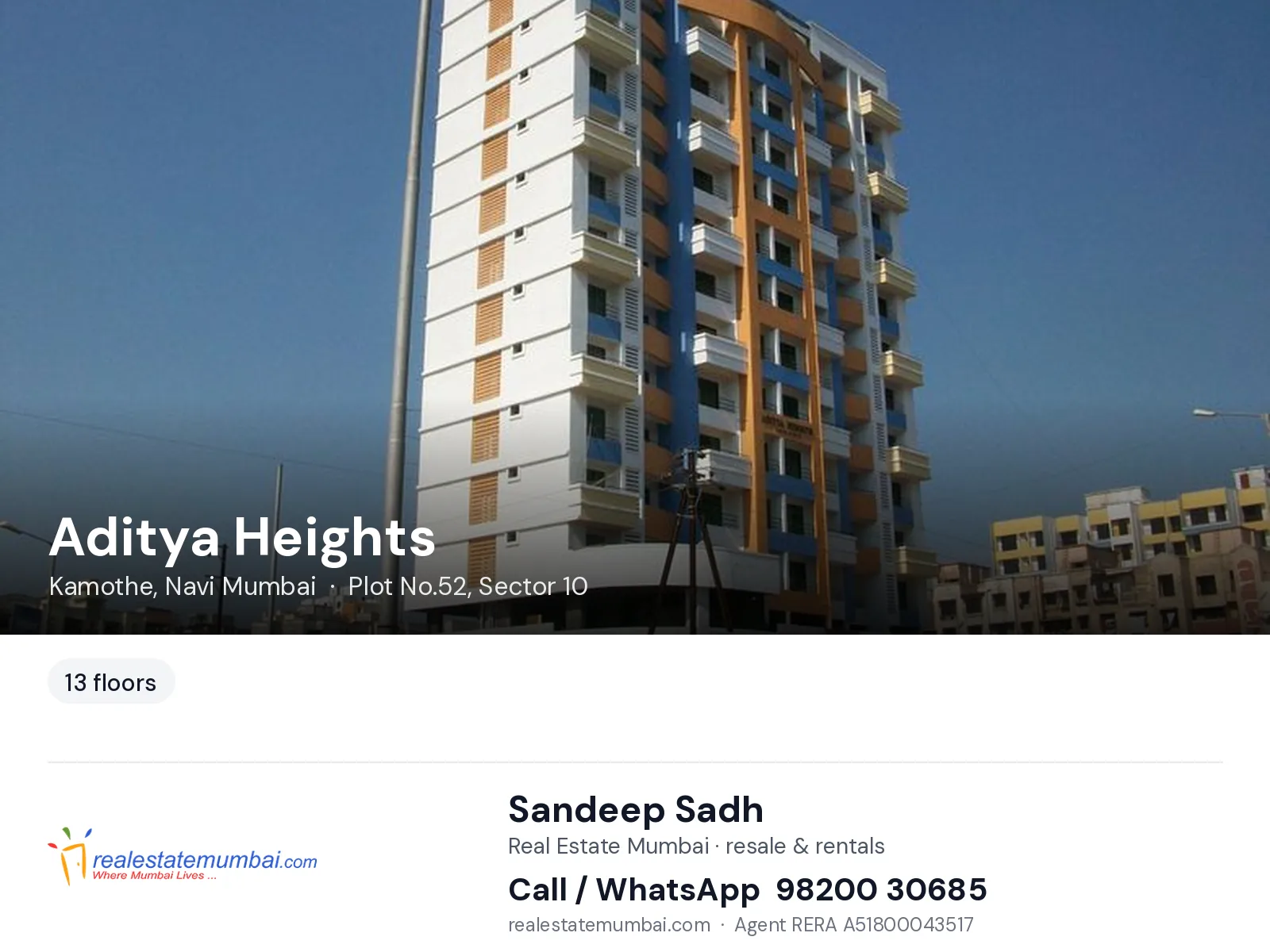 Aditya Heights, Kamothe, Navi Mumbai — flats | Real Estate Mumbai, Sandeep Sadh 98200 30685