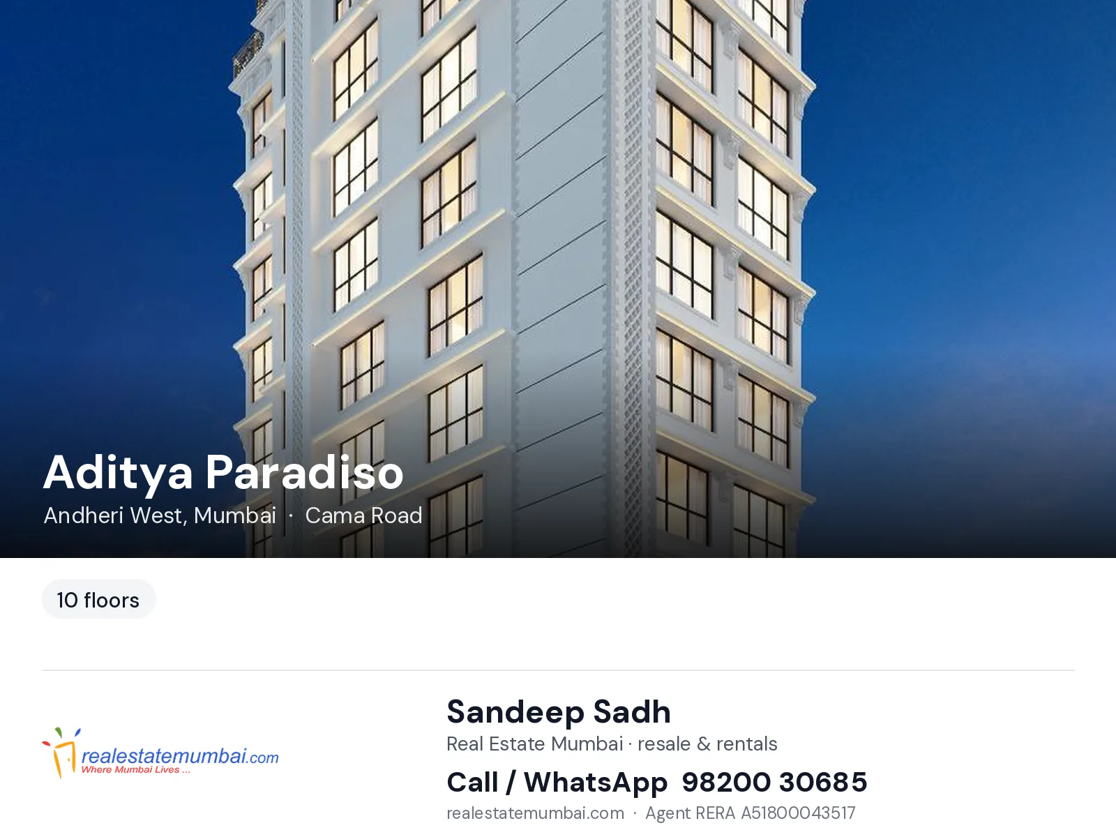 Aditya Paradiso, Andheri West, Mumbai — flats | Real Estate Mumbai, Sandeep Sadh 98200 30685