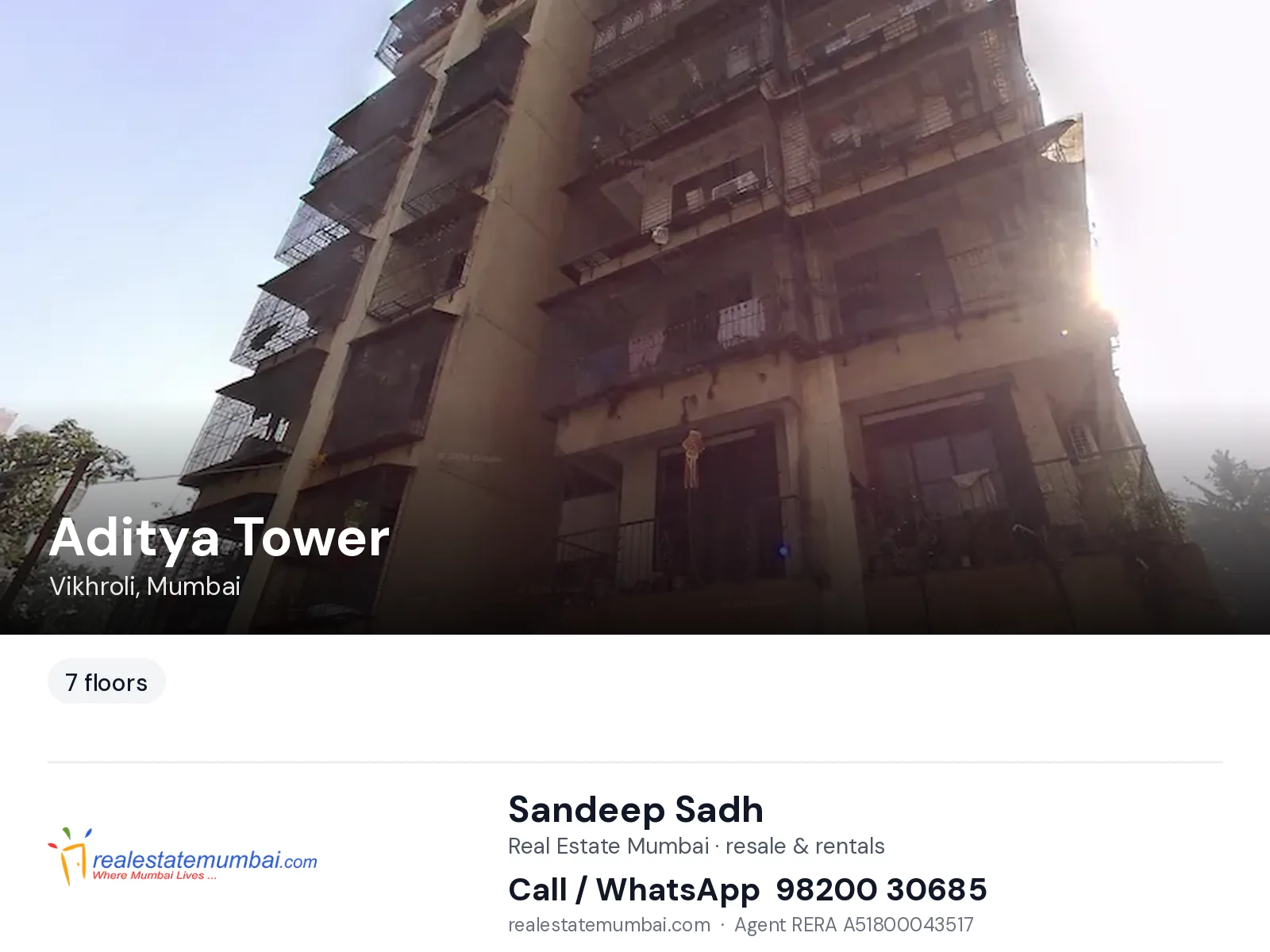 Aditya Tower, Vikhroli, Mumbai — flats | Real Estate Mumbai, Sandeep Sadh 98200 30685