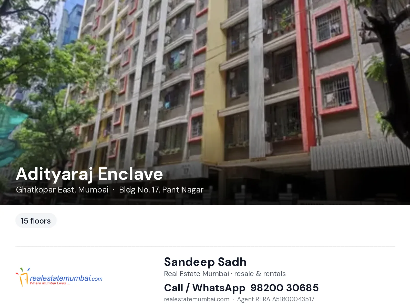 Adityaraj Enclave, Ghatkopar East, Mumbai — flats | Real Estate Mumbai, Sandeep Sadh 98200 30685