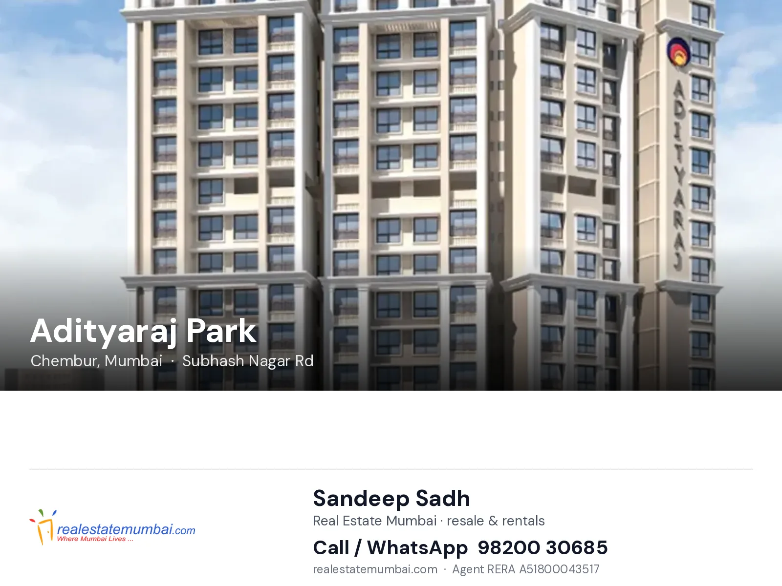 Adityaraj Park, Chembur, Mumbai — flats | Real Estate Mumbai, Sandeep Sadh 98200 30685