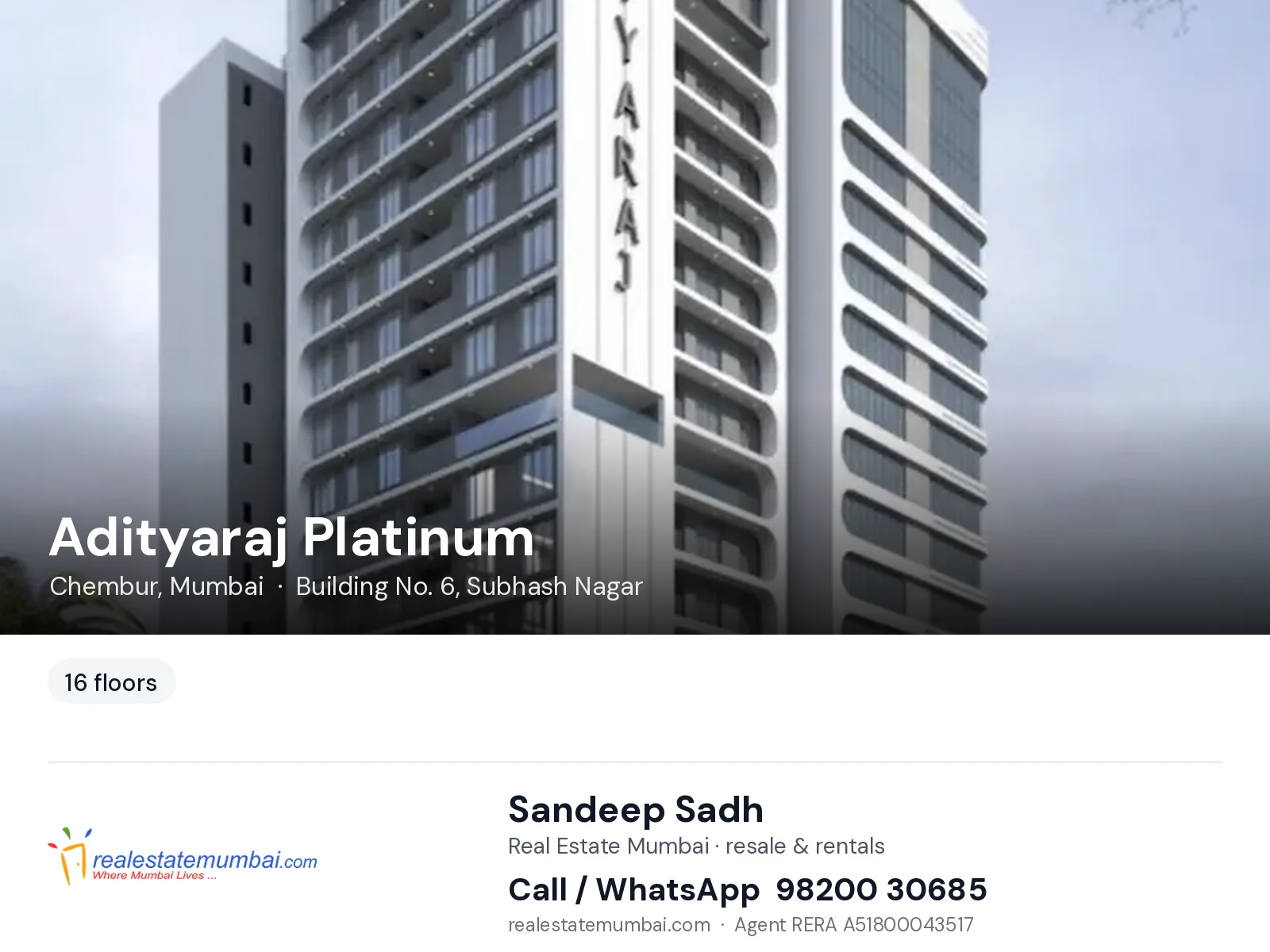 Adityaraj Platinum, Chembur, Mumbai — flats | Real Estate Mumbai, Sandeep Sadh 98200 30685
