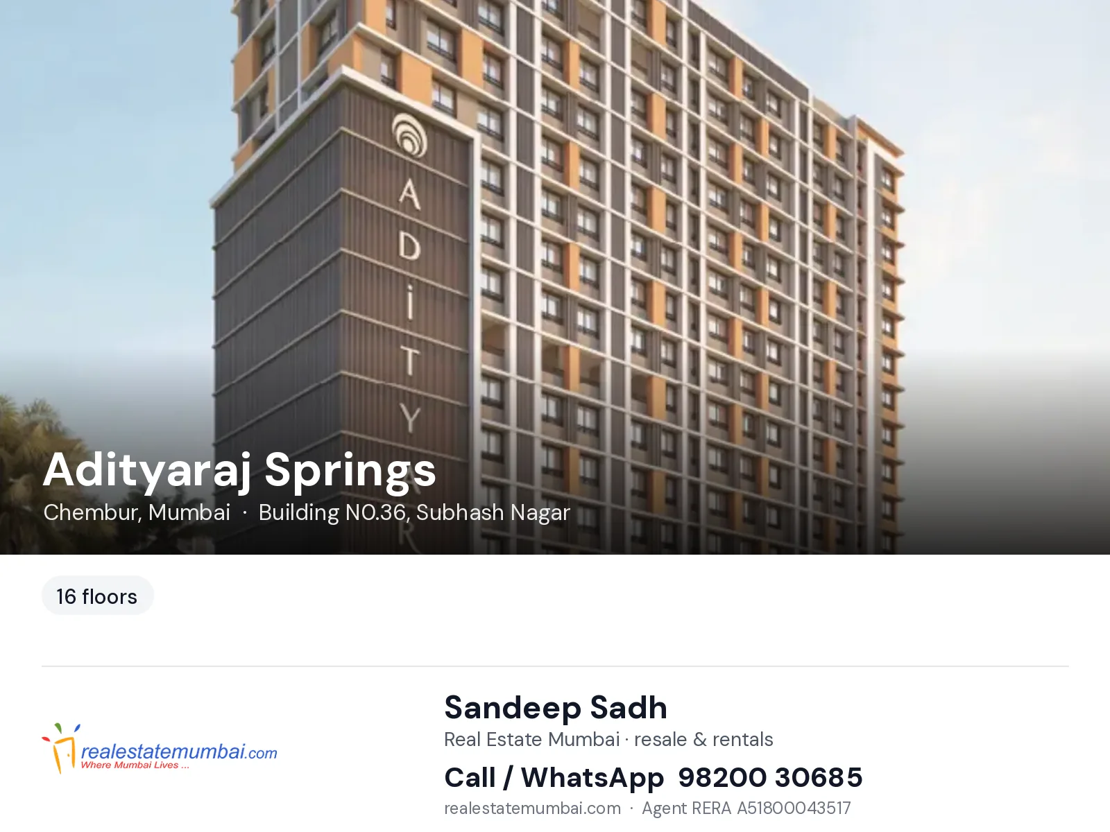 Adityaraj Springs, Chembur, Mumbai — flats | Real Estate Mumbai, Sandeep Sadh 98200 30685