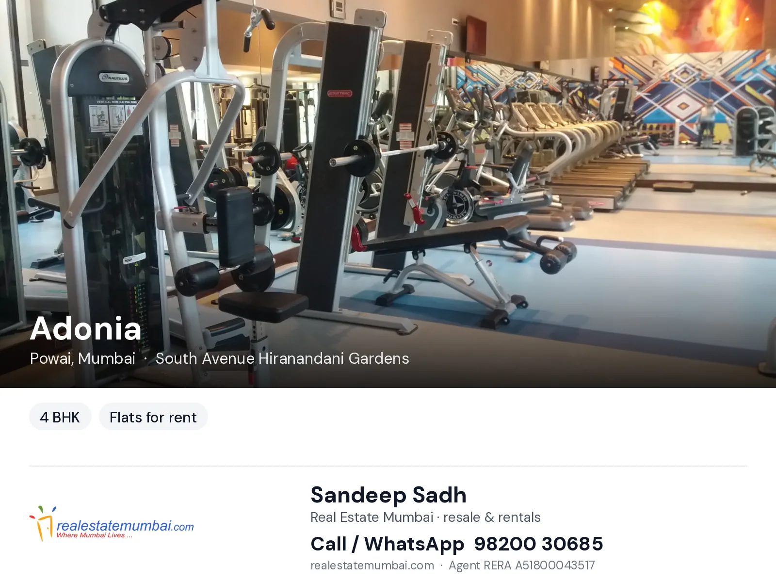 Adonia, Powai, Mumbai — 4 BHK flats for rent | Real Estate Mumbai, Sandeep Sadh 98200 30685