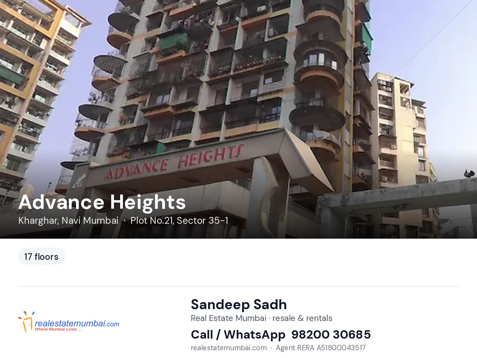 Advance Heights, Kharghar, Navi Mumbai — flats | Real Estate Mumbai, Sandeep Sadh 98200 30685