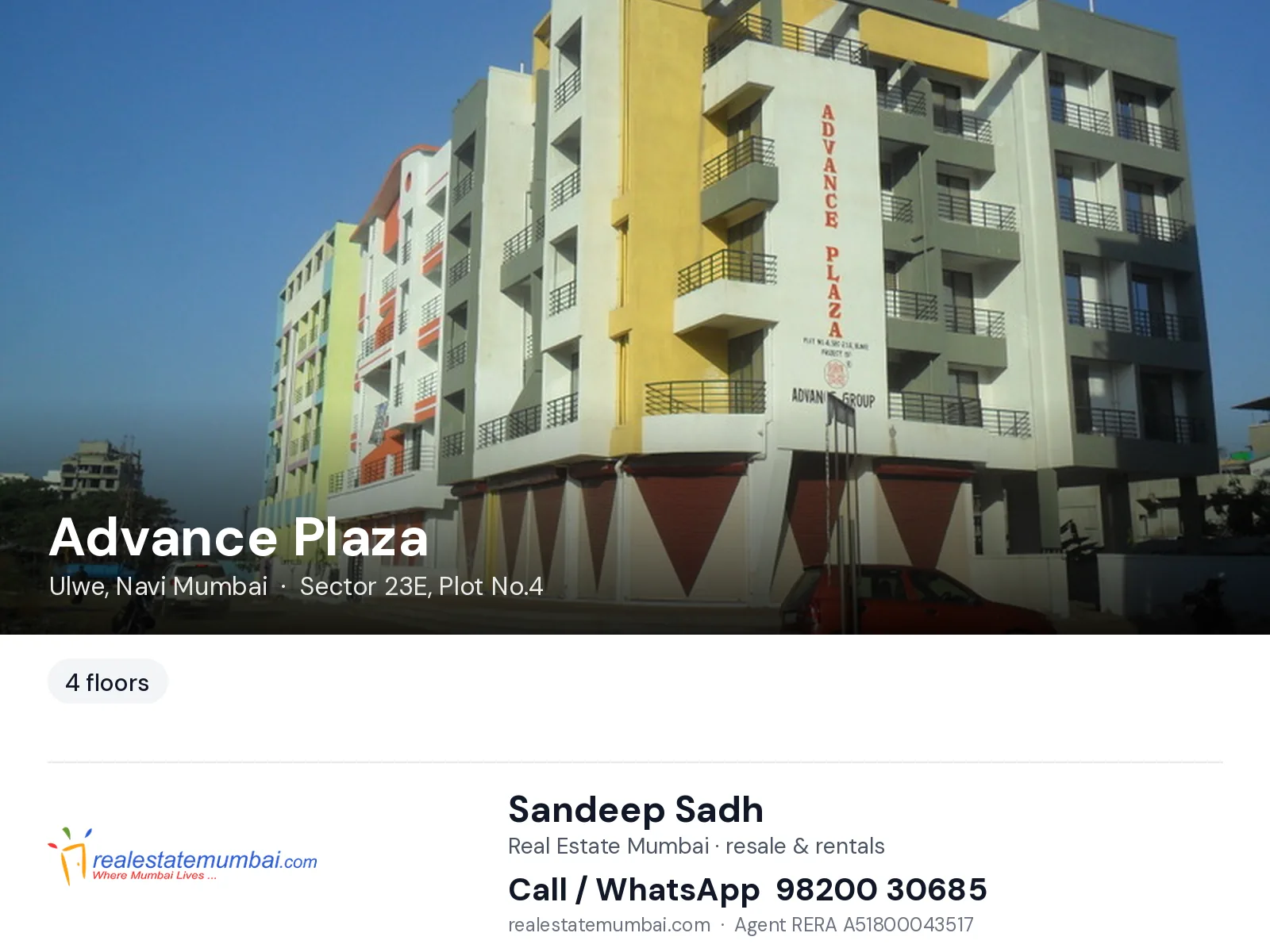 Advance Plaza, Ulwe, Navi Mumbai — flats | Real Estate Mumbai, Sandeep Sadh 98200 30685