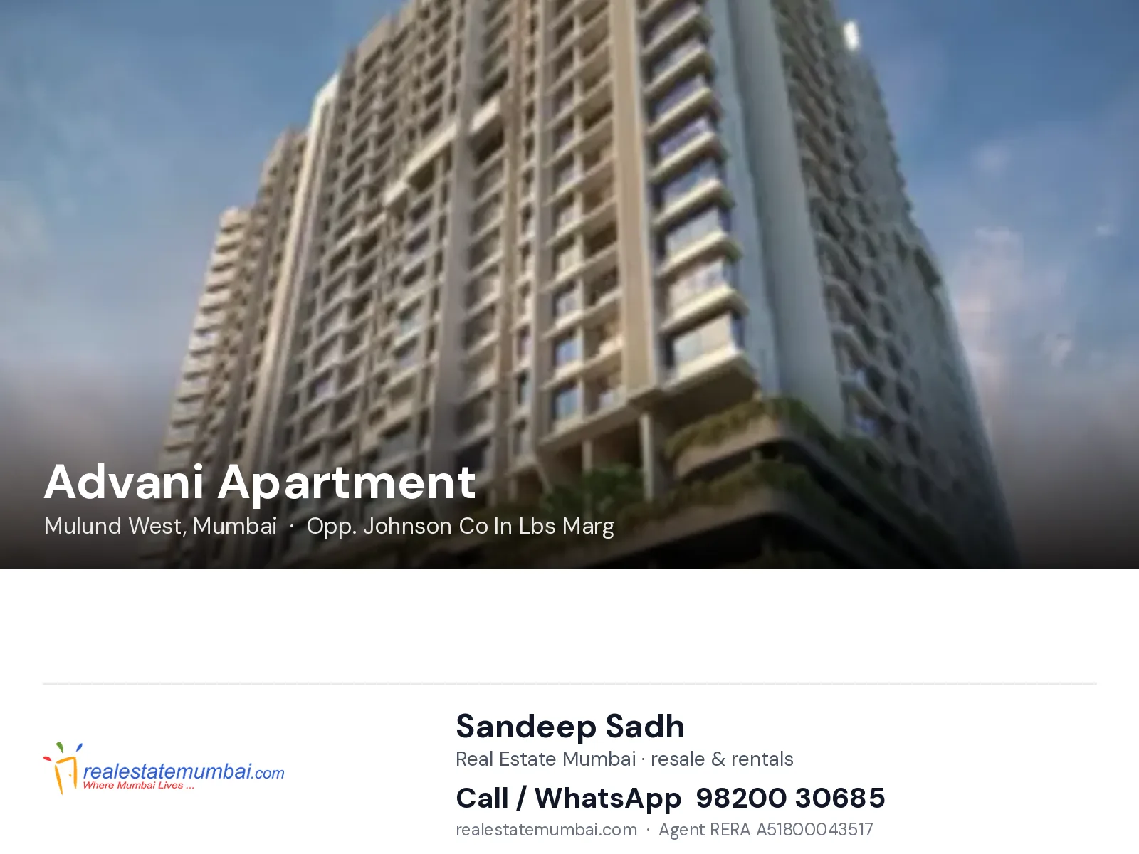 Advani Apartment, Mulund West, Mumbai — flats | Real Estate Mumbai, Sandeep Sadh 98200 30685