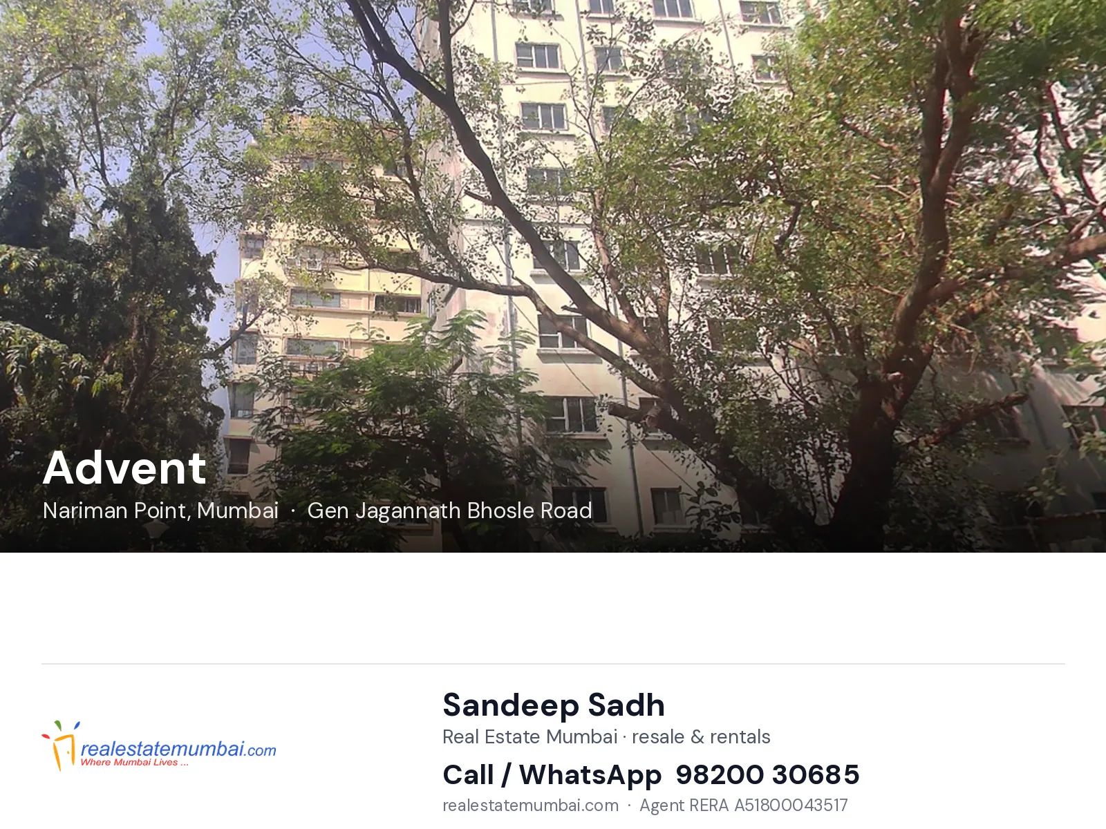 Advent, Nariman Point, Mumbai — flats | Real Estate Mumbai, Sandeep Sadh 98200 30685