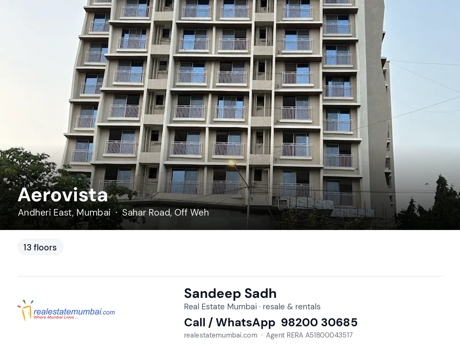 Aerovista, Andheri East, Mumbai — flats | Real Estate Mumbai, Sandeep Sadh 98200 30685