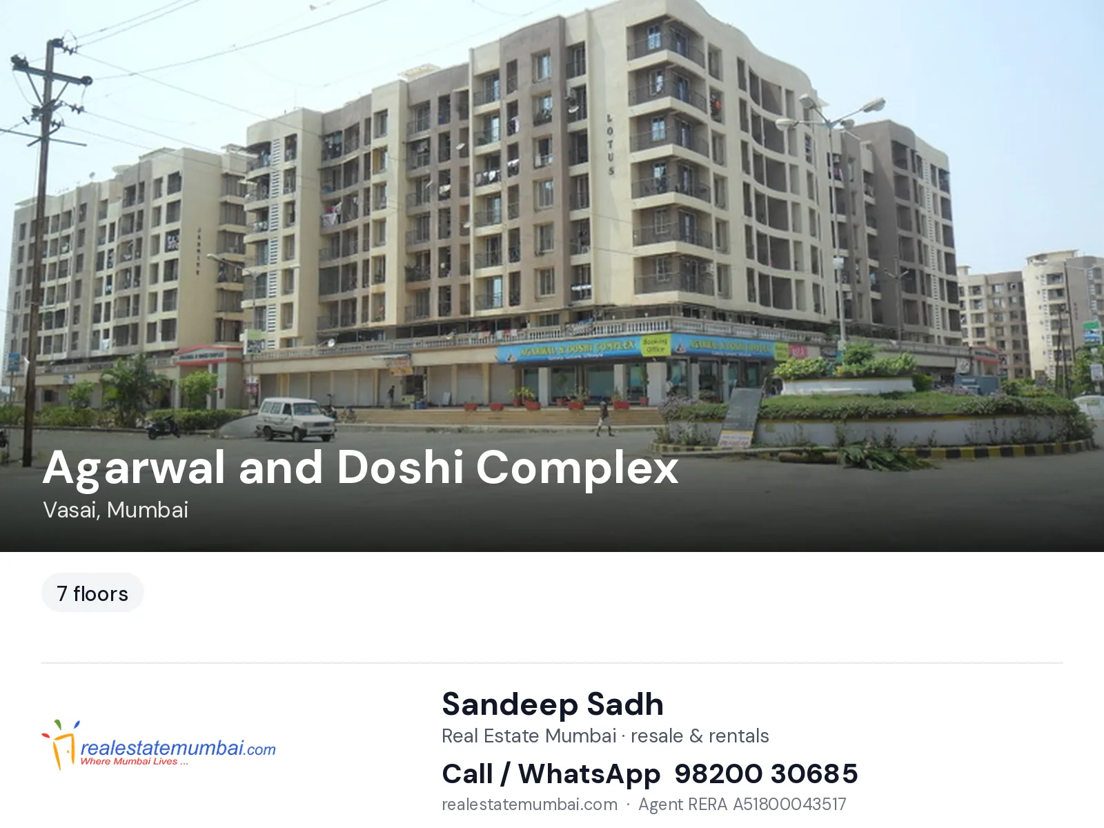 Agarwal and Doshi Complex, Vasai, Mumbai — flats | Real Estate Mumbai, Sandeep Sadh 98200 30685