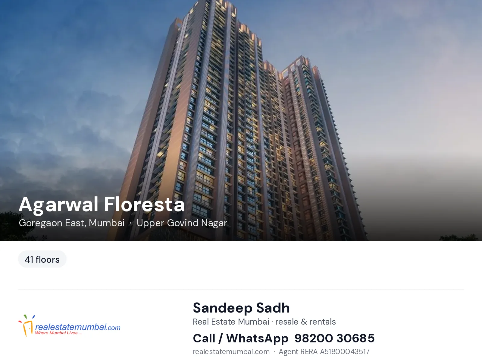 Agarwal Floresta, Goregaon East, Mumbai — flats | Real Estate Mumbai, Sandeep Sadh 98200 30685