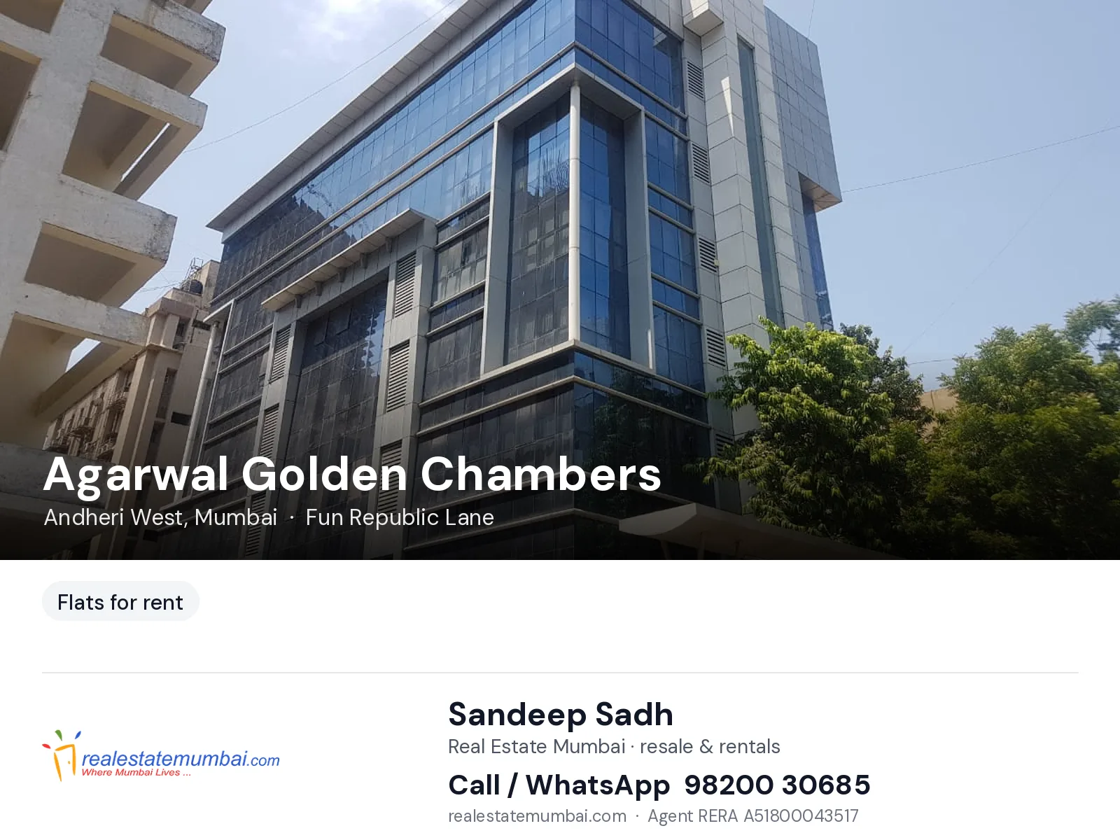 Agarwal Golden Chambers, Andheri West, Mumbai — flats for rent | Real Estate Mumbai, Sandeep Sadh 98200 30685