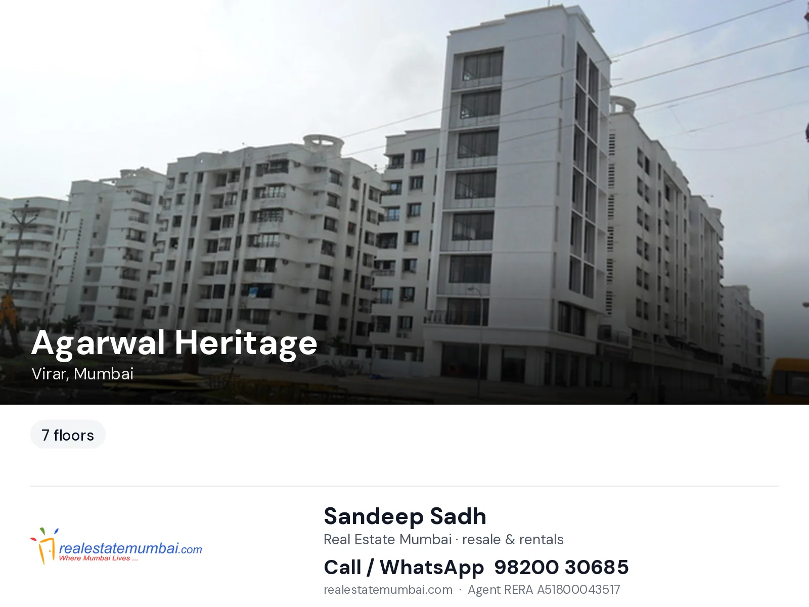 Agarwal Heritage, Virar, Mumbai — flats | Real Estate Mumbai, Sandeep Sadh 98200 30685