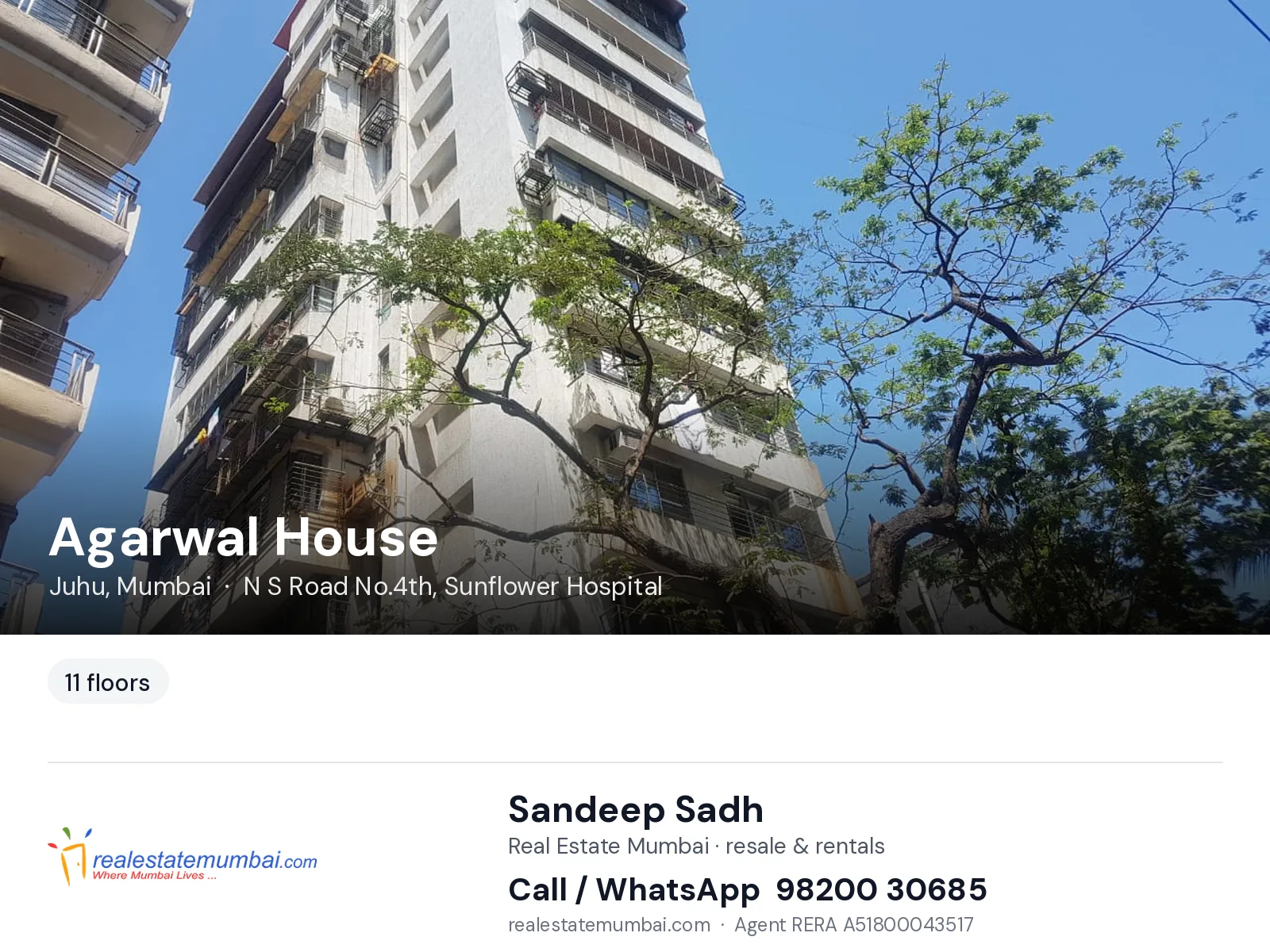Agarwal House, Juhu, Mumbai — flats | Real Estate Mumbai, Sandeep Sadh 98200 30685