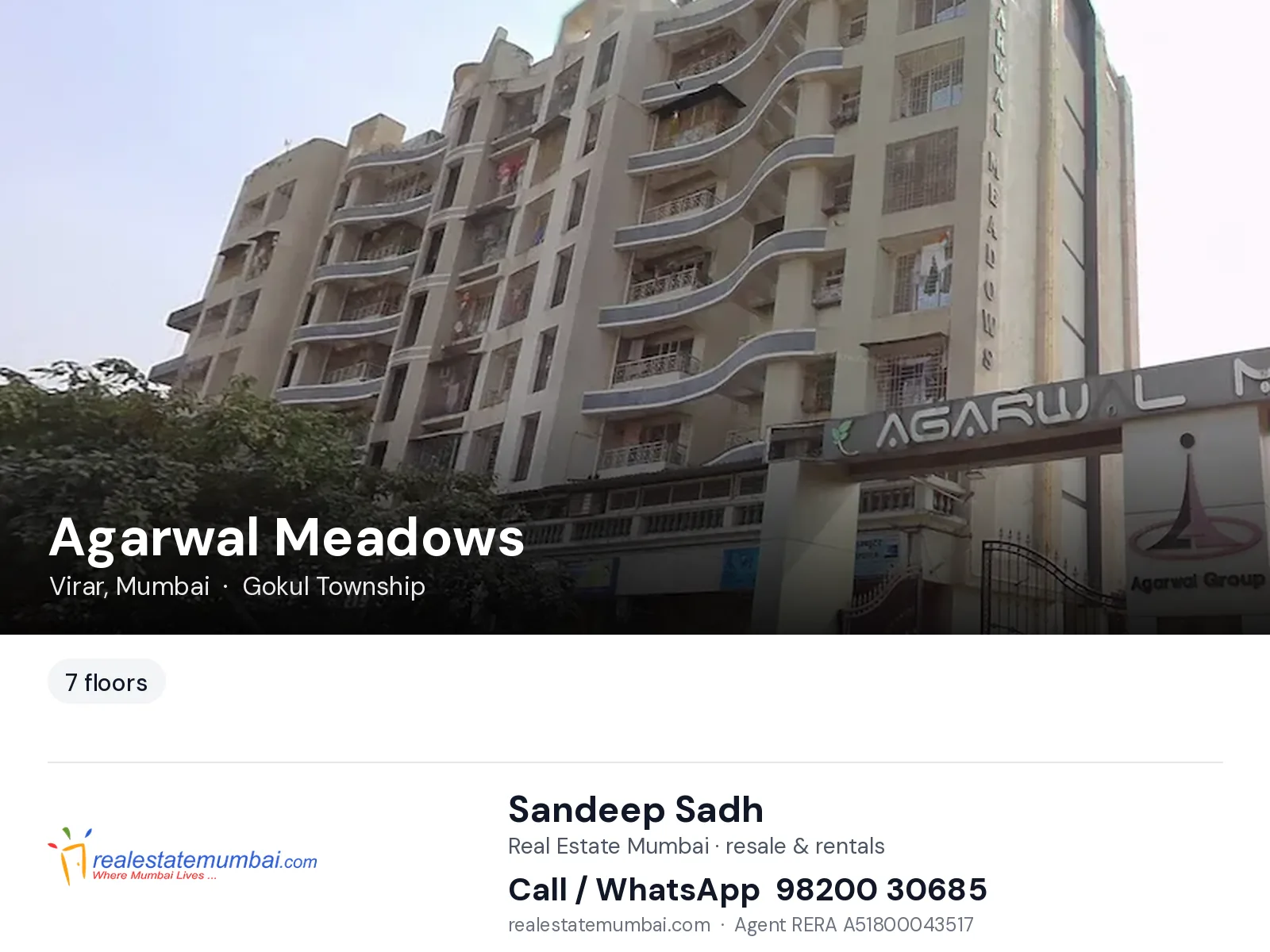 Agarwal Meadows, Virar, Mumbai — flats | Real Estate Mumbai, Sandeep Sadh 98200 30685
