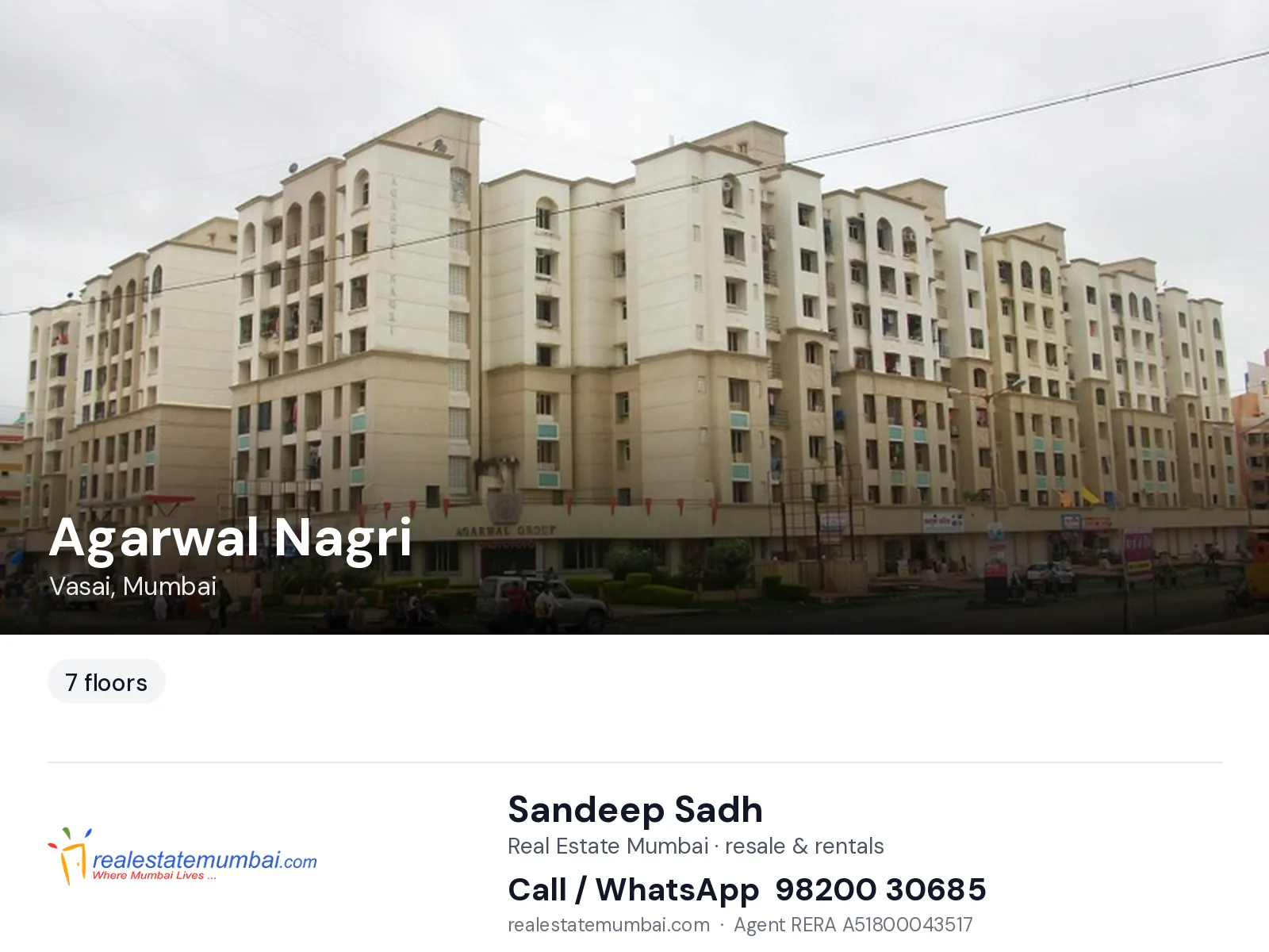 Agarwal Nagri, Vasai, Mumbai — flats | Real Estate Mumbai, Sandeep Sadh 98200 30685