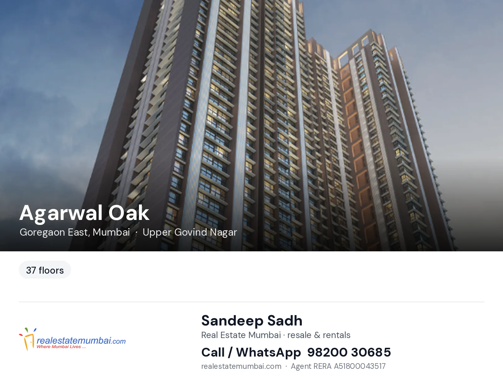 Agarwal Oak, Goregaon East, Mumbai — flats | Real Estate Mumbai, Sandeep Sadh 98200 30685