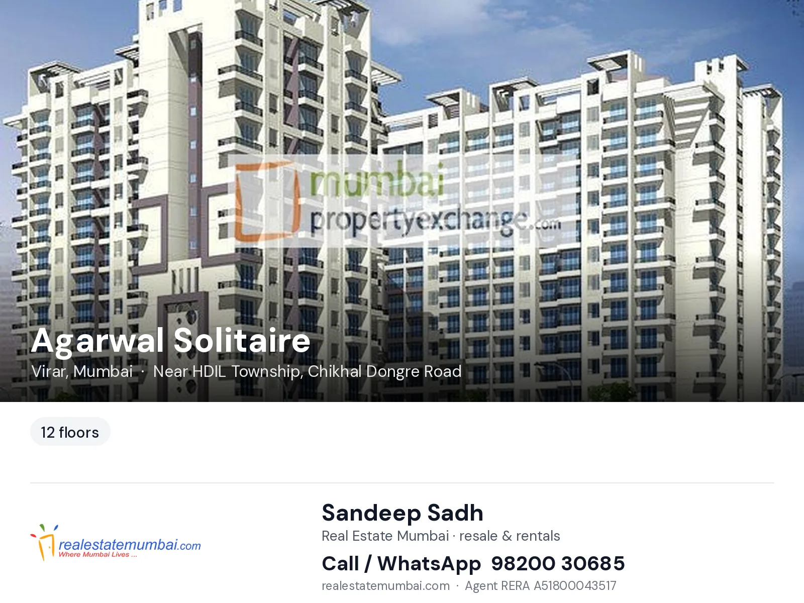 Agarwal Solitaire, Virar, Mumbai — flats | Real Estate Mumbai, Sandeep Sadh 98200 30685