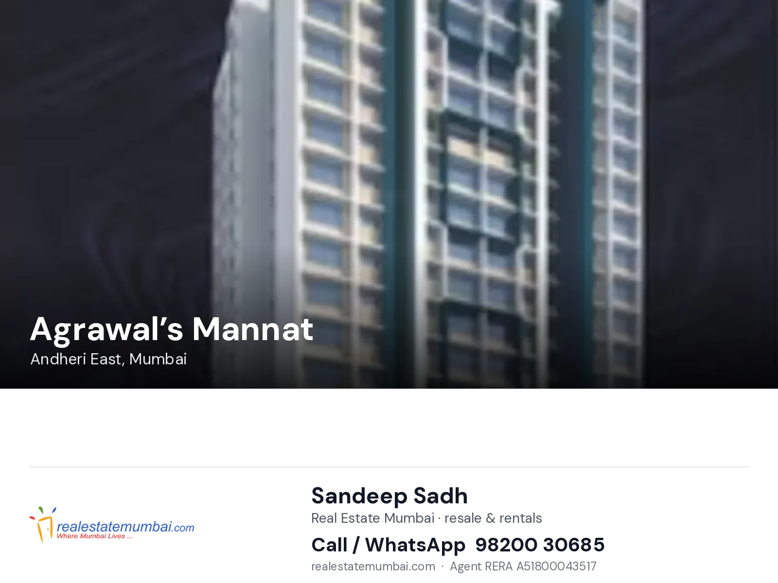 Agrawal’s Mannat, Andheri East, Mumbai — flats | Real Estate Mumbai, Sandeep Sadh 98200 30685